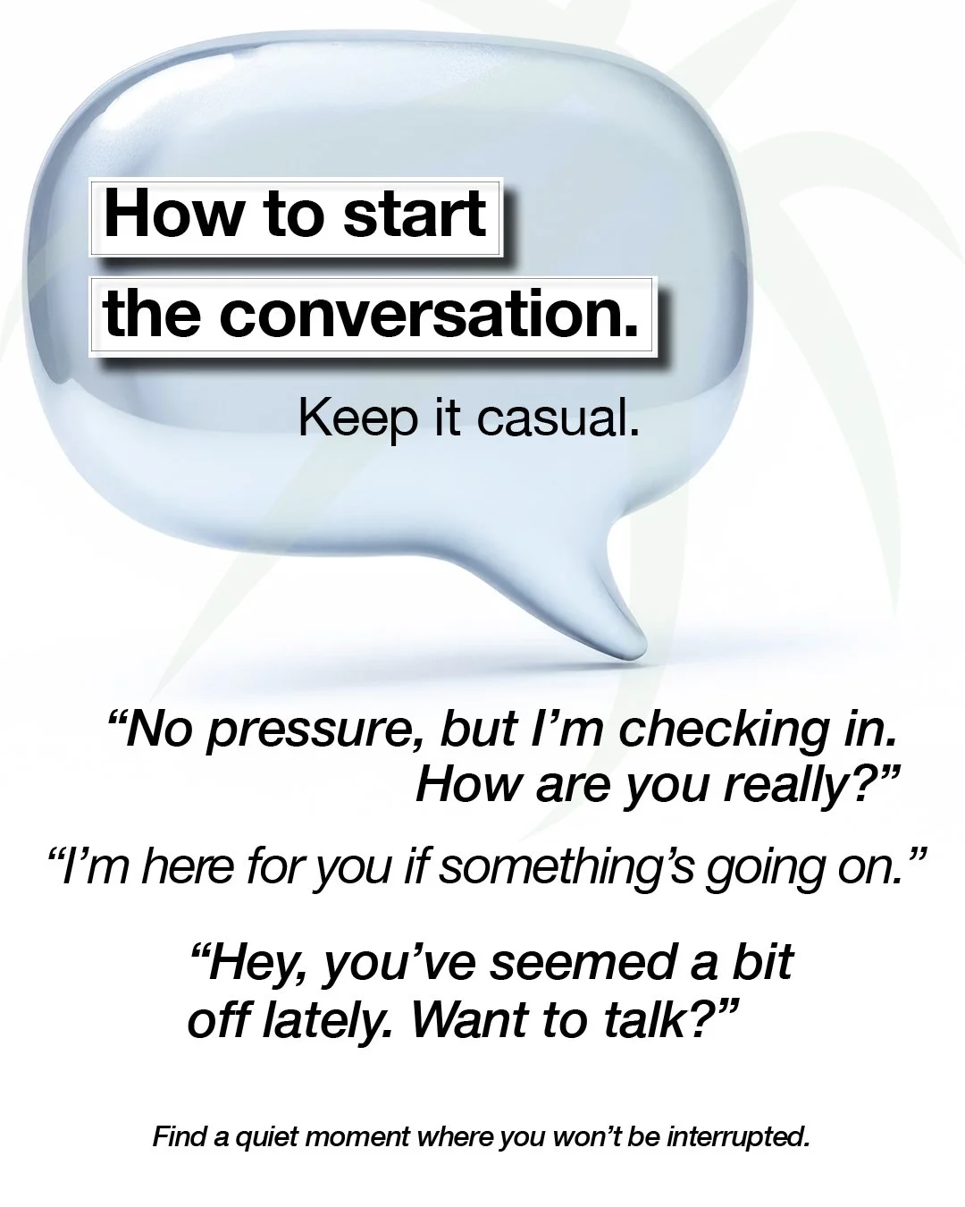 How to check in on a mate

GABA, Headspace, GRAMS, In 3 Minds, Foster Your Mind and The Grief Ocean

Bringing the community together to focus on mental health, because healing starts with connection.

#ThinkFeelHeal #GABAMentalHealthRound #Headspace