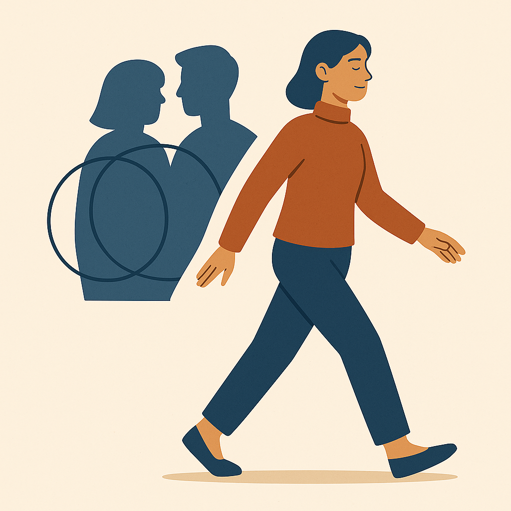 woman walking away from codependency