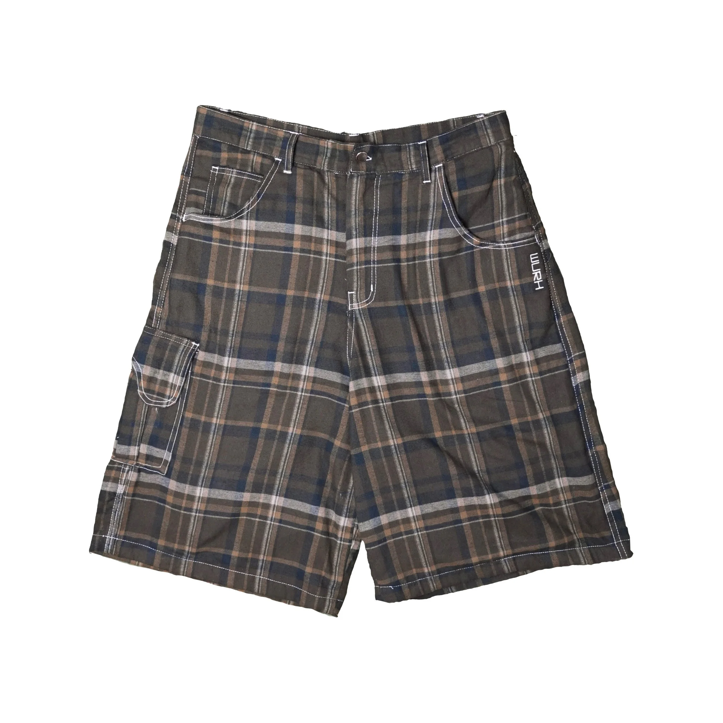 Brown Plaid Baggy Shorts