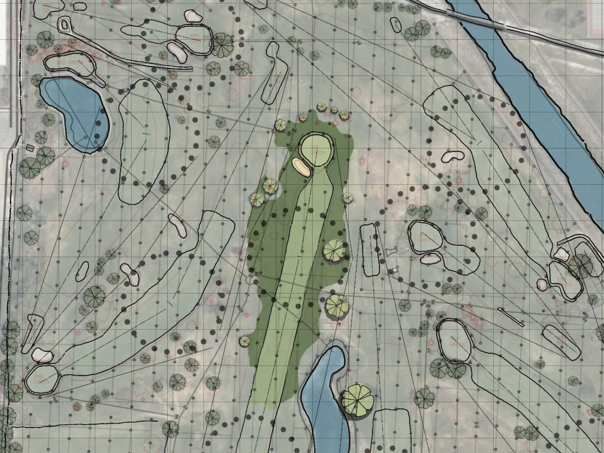 Glendale 1 - Typologies and potential out of play areas shown to verify and refine.