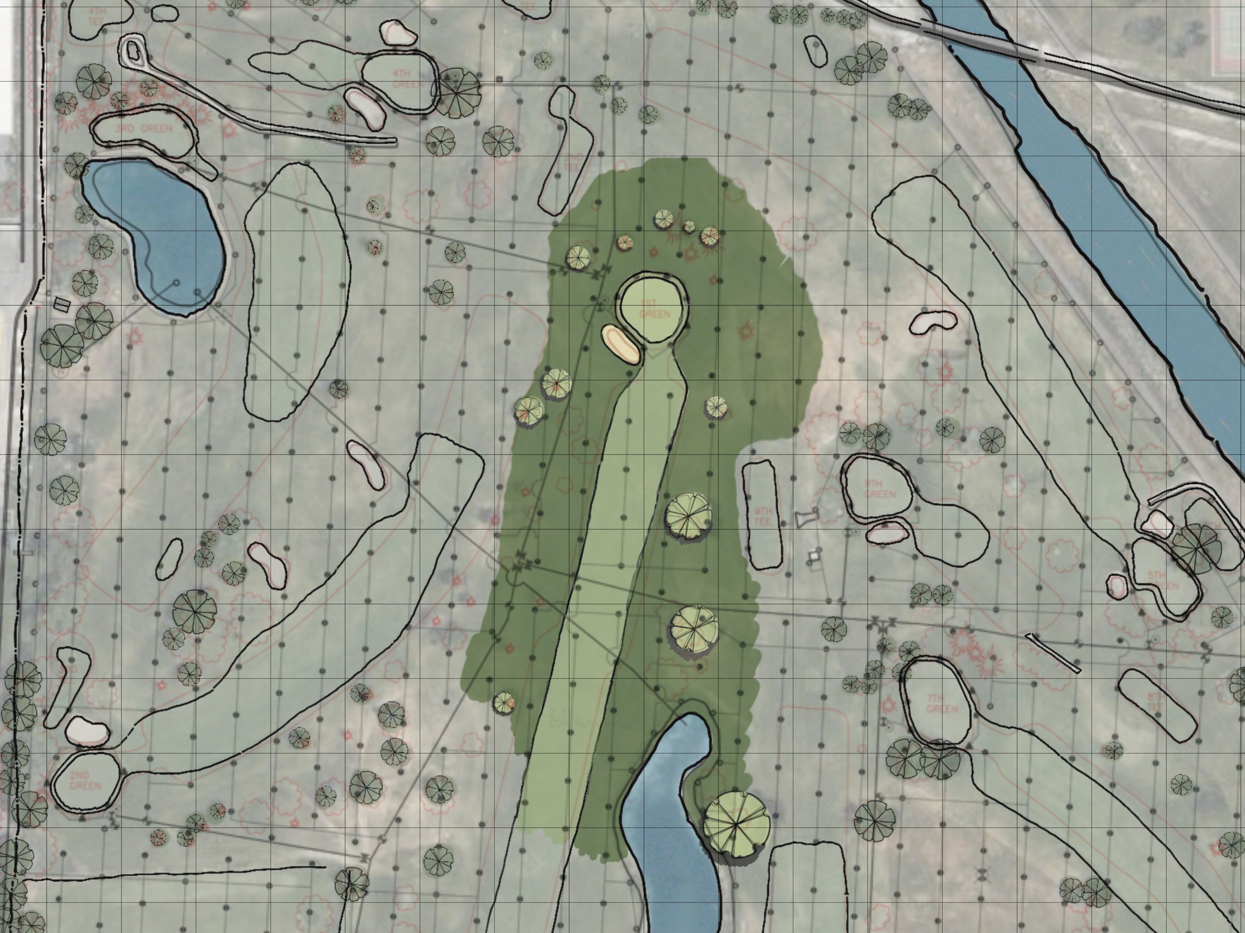 Glendale 1 - Current condition with wall to wall turf and irrigation.