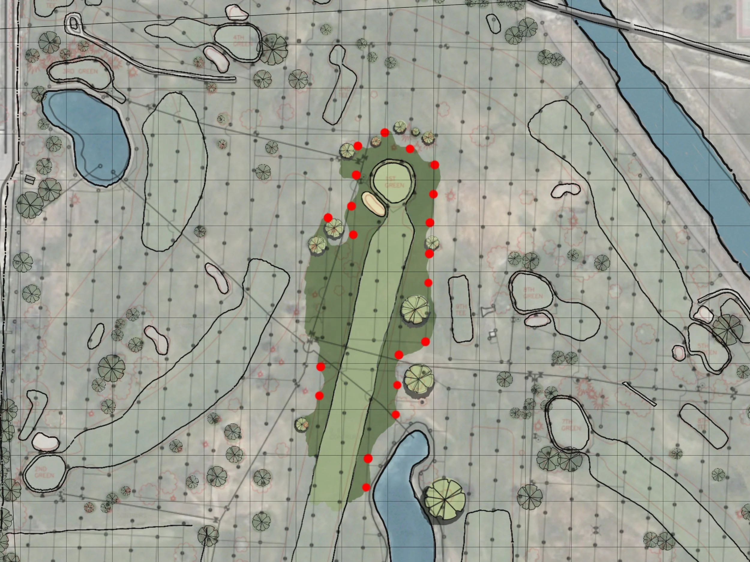 Glendale 1 - Irrigation heads to become part circles as defined by out of play areas.