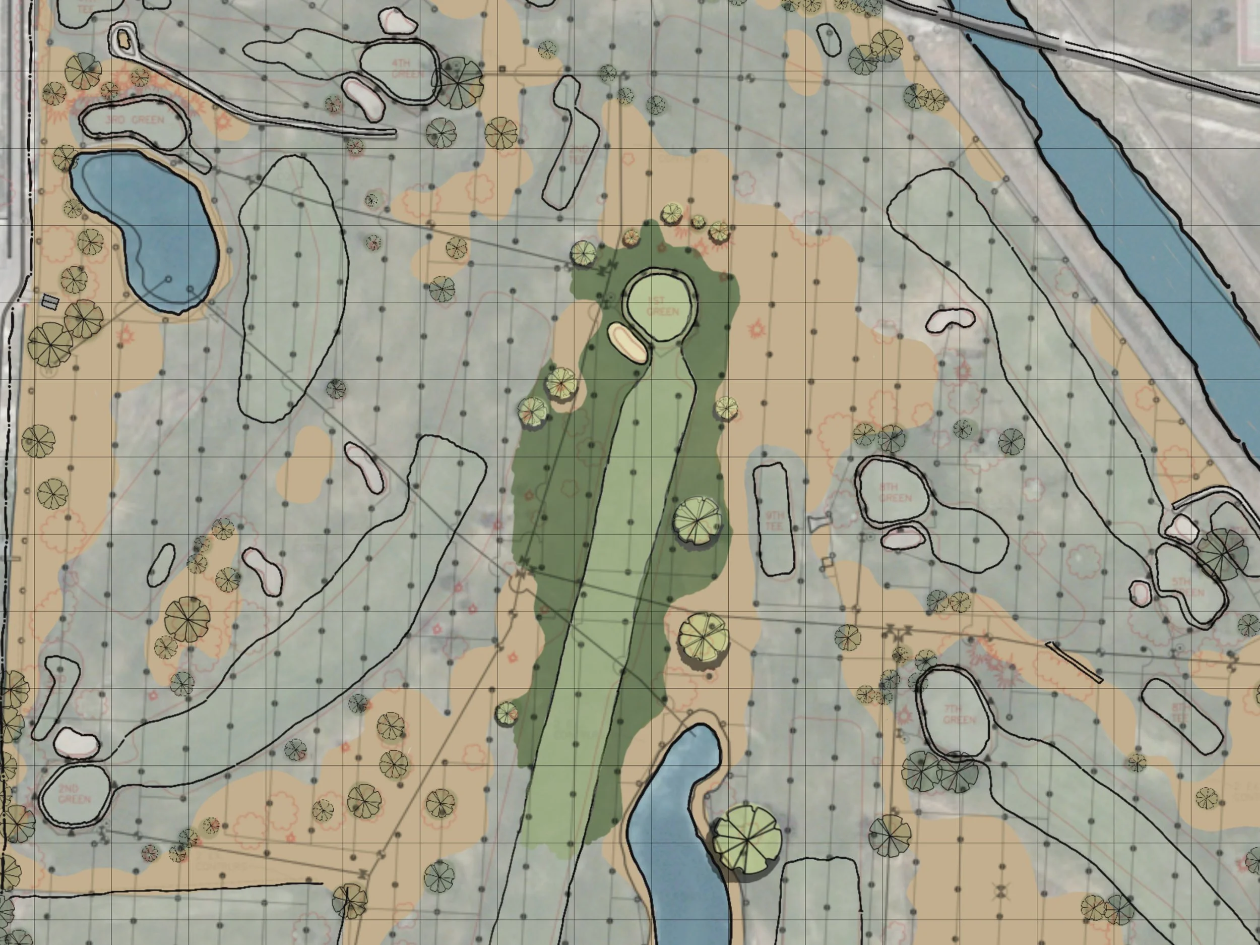 Glendale 1 - Out of play areas shown as transitioned to native landscape.