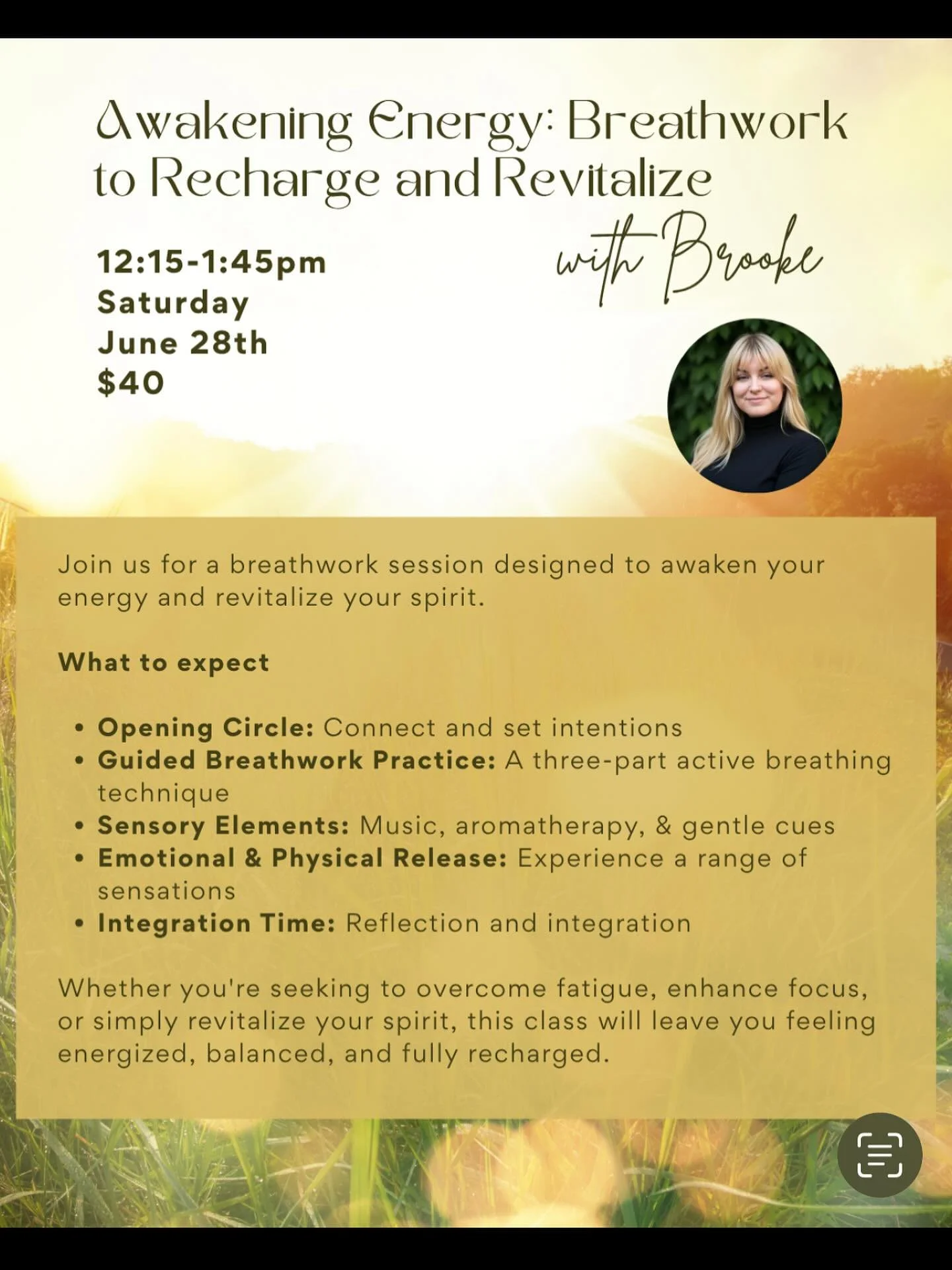 After sharing the story behind Soul Landing, I&rsquo;m so excited to invite you to my next breathwork class 💛

This one&rsquo;s all about recharging your energy and coming home to yourself. Through guided breathwork, sensory elements, and time for i