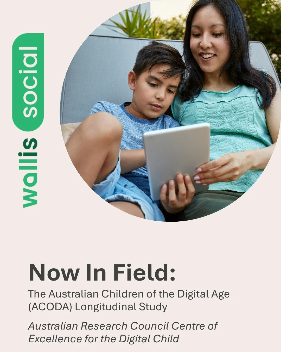 On behalf of the ARC Centre of Excellence for the @digitalchildau, Wallis Social Research is proud to be conducting the third wave of the ACODA (Australian Children of the Digital Age) project. We’re conducting surveys with over 3000 families a