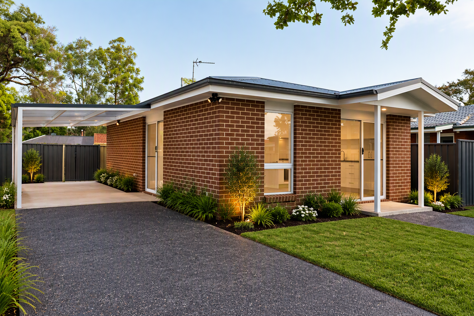 brick 2 bedroom granny flat with carport and landscaping