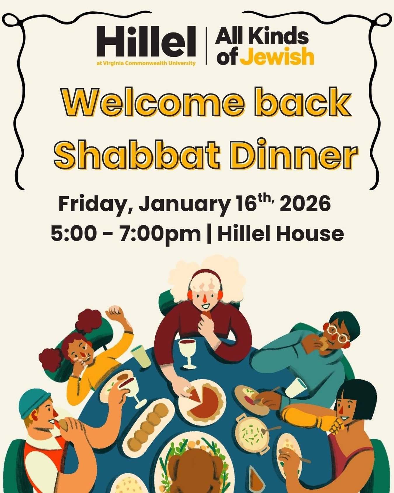 Oh we&rsquo;re so back! Get ready for some good vibes, great food, and even better company. Bring your friends to our first Shabbat dinner of the semester! ✡️🍽️