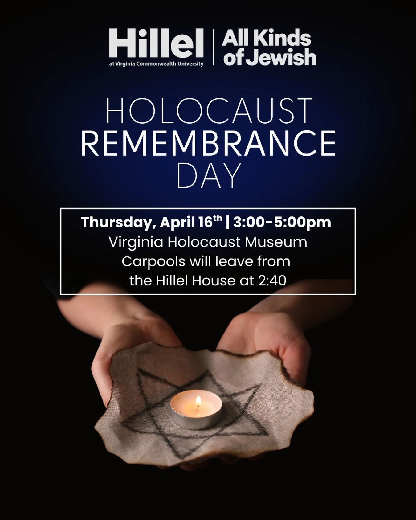 Join us this Yom HaShoah at the Virginia Holocaust Museum as we come together to remember, reflect, and honor the lives lost in the Holocaust. Through learning and community, we ensure their stories are never forgotten. 🕯️
