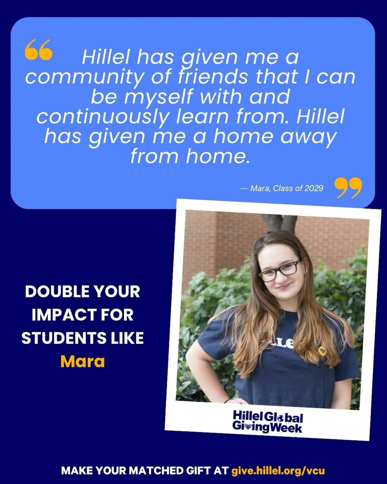 Hillel at VCU is a home away from home on campus, a sanctuary where Jewish students can be proud of their identities. This #HillelGlobalGivingWeek, will you make a gift to inspire more Jewish Rams to build a lasting connection to jewish community on 