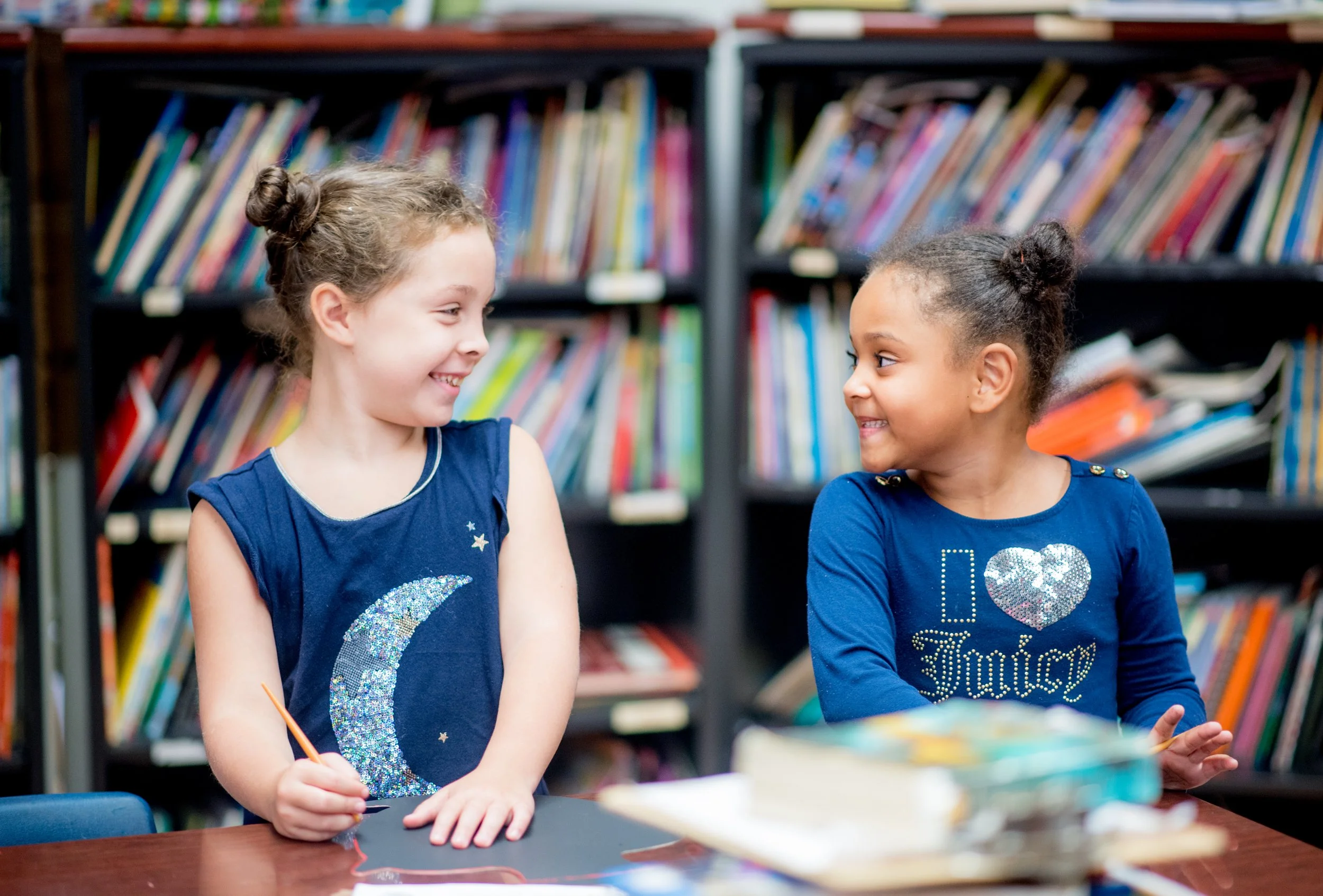 Girls in the library