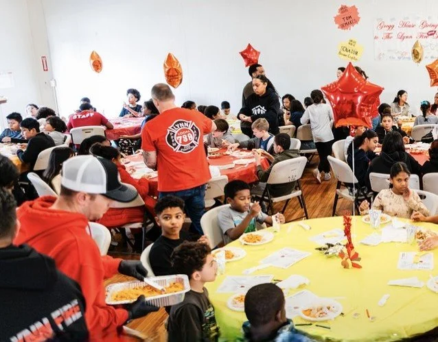 Kids enjoying Thanksgiving lunch