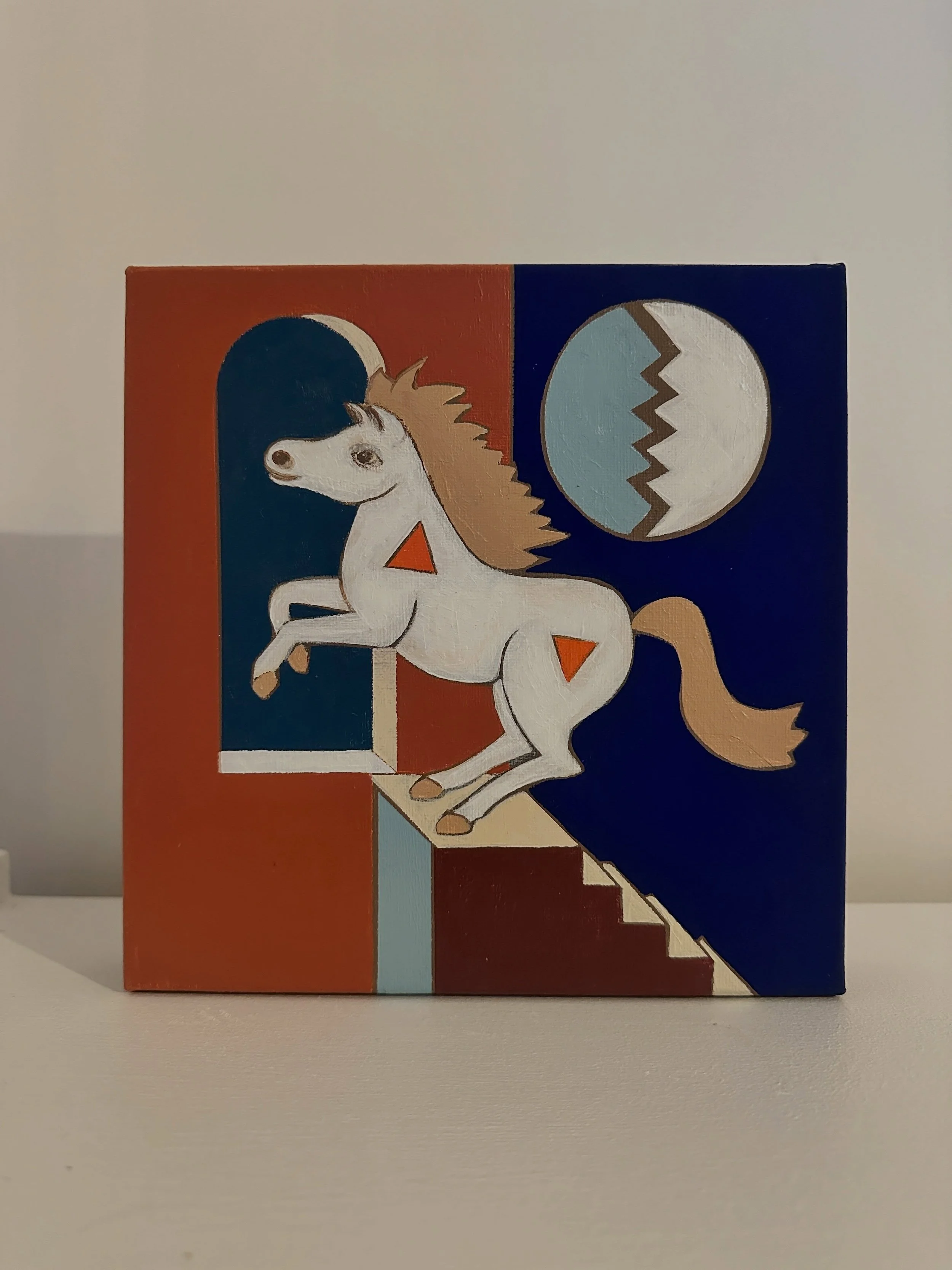 THE MOON HOLDS HALF OF MY HEART 🩵 🐴 🌙 

Anyone else ? 🙏🏼

I&rsquo;m just cosmic horse girl at heart &hearts;️🤗🔥 ! 

From the STONE POSTCARD series available now via link in my bio&hellip; 

20 x 20 cm acrylic on canvas painting and sandstone m