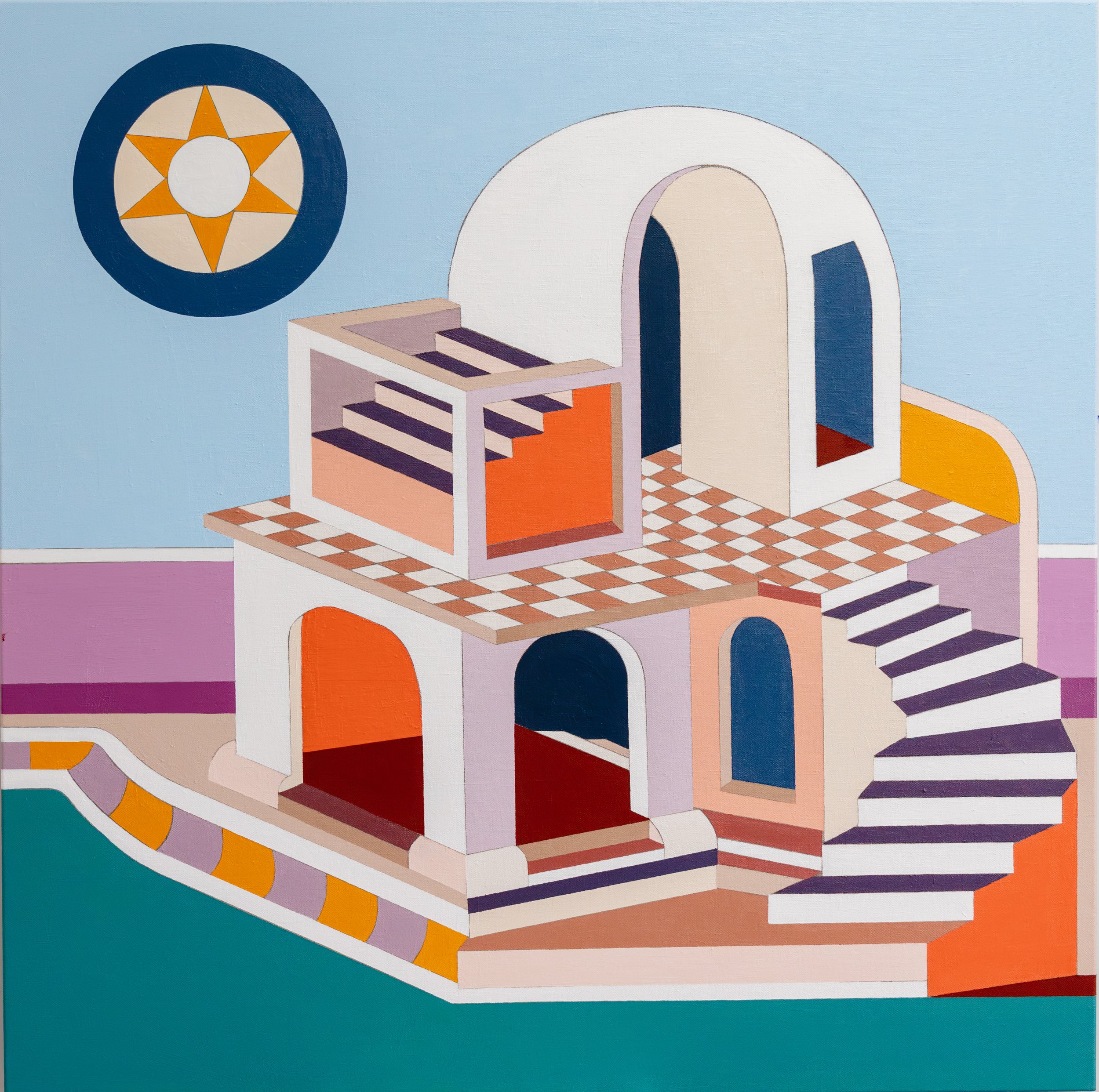 Island of the Sun, 2025 Acrylic on linen 100 x 100 cm ​​​​​​​​