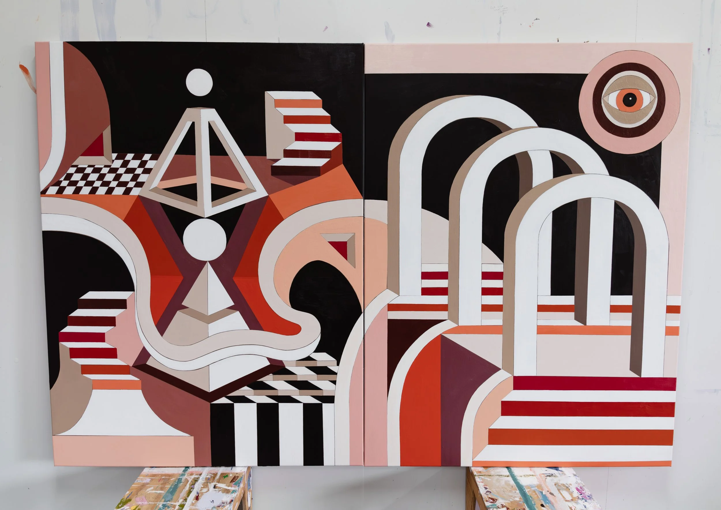 f Thine Eye be Singular Though Shall See the Light, 2025 Acrylic on linen in two parts (Diptych) 121 x 182 cm