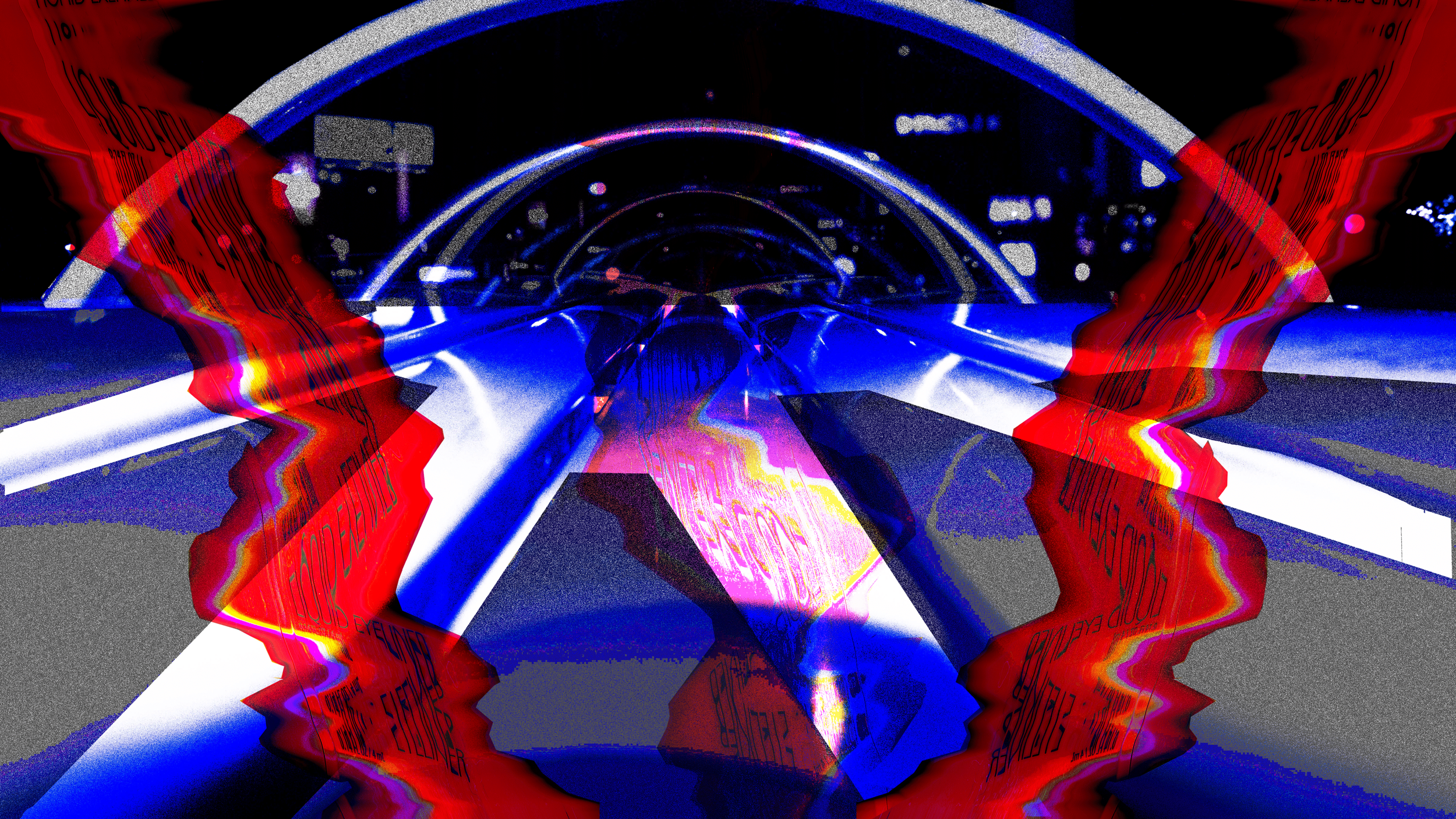 photoshop experimentation, turning a bench into an otherworldly neon highway