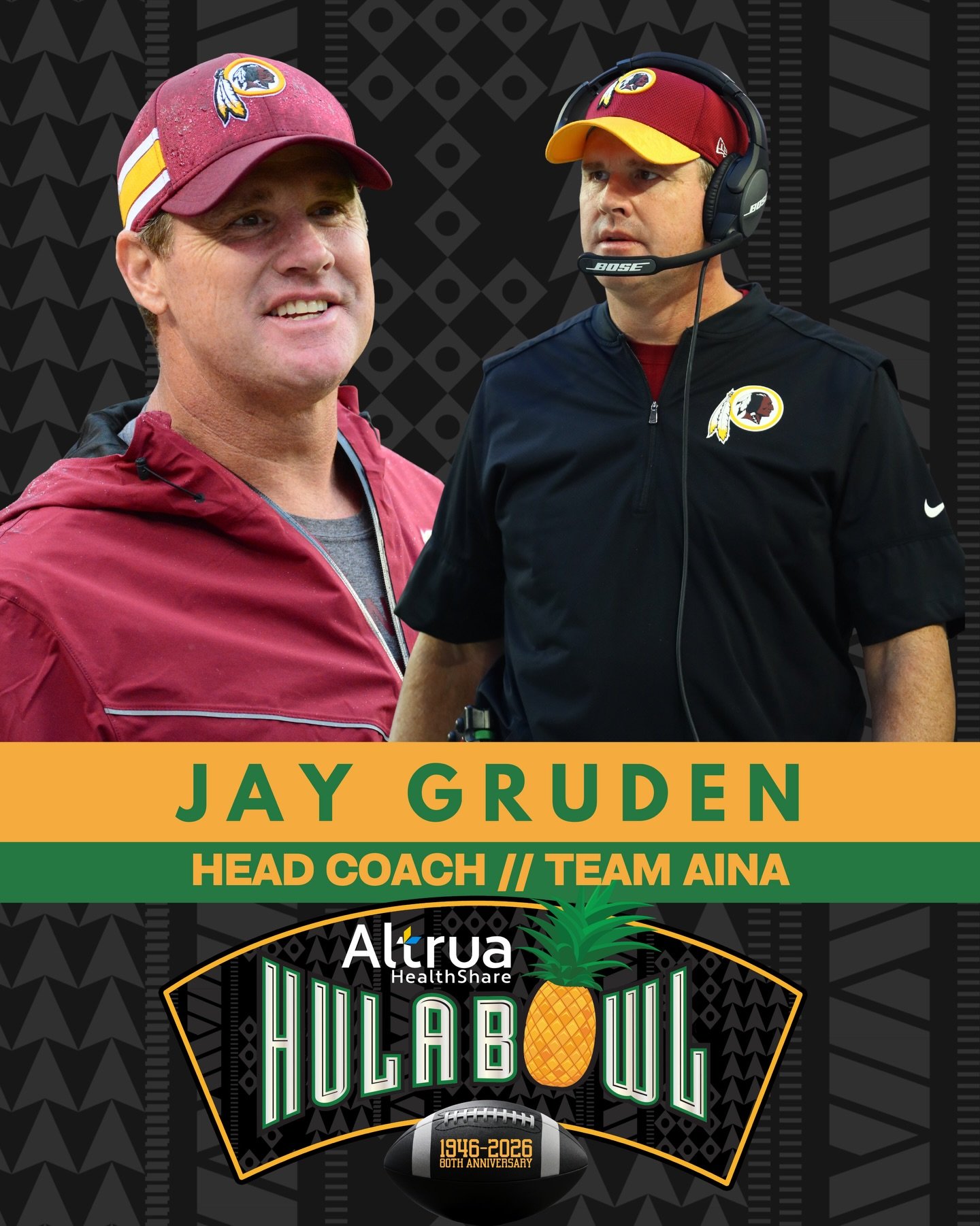 @thejaygruden Head Coach of Team Aina of the 2026 Altrua HealthShare Hula Bowl!