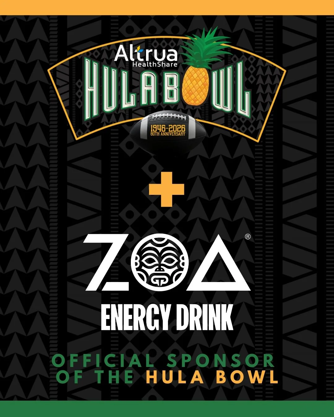 We&rsquo;re excited to welcome back ZOA Energy for Year 2 as an official sponsor of the 2026 Altrua HealthShare Hula Bowl! 💪⚡️
Fueling performance on and off the field&mdash;let&rsquo;s run it back.