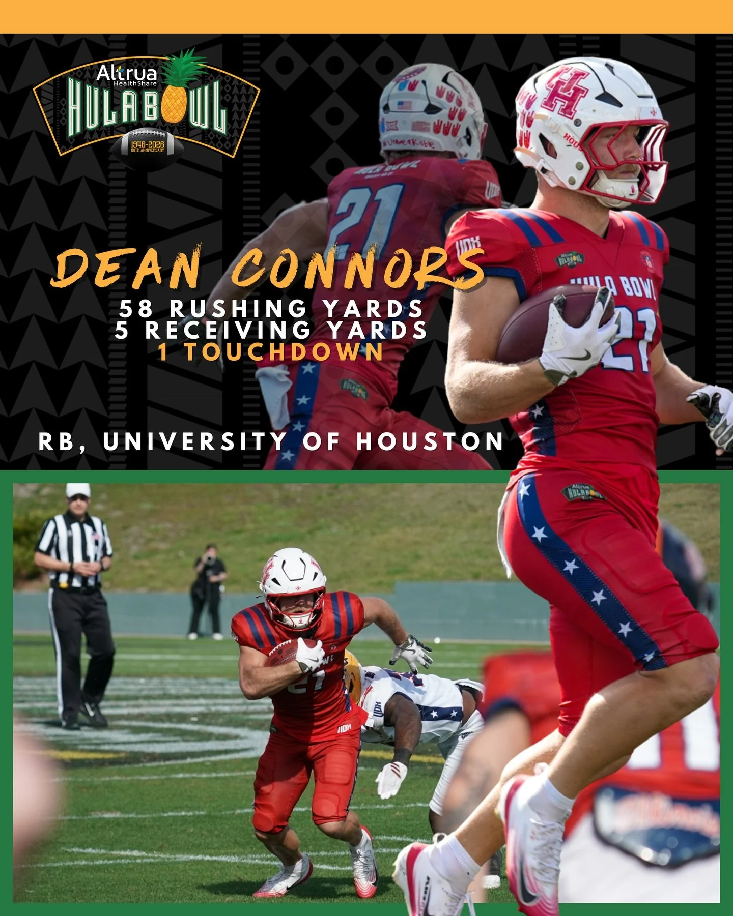 @deanconn0rs 58 rushing, 5 receiving yards and 1 touchdown!