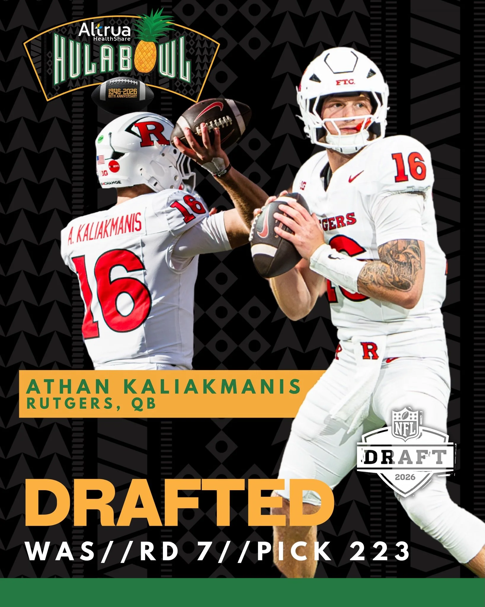 Hula Bowl talent, NFL opportunity. Congratulations on the draft! @aajk.23