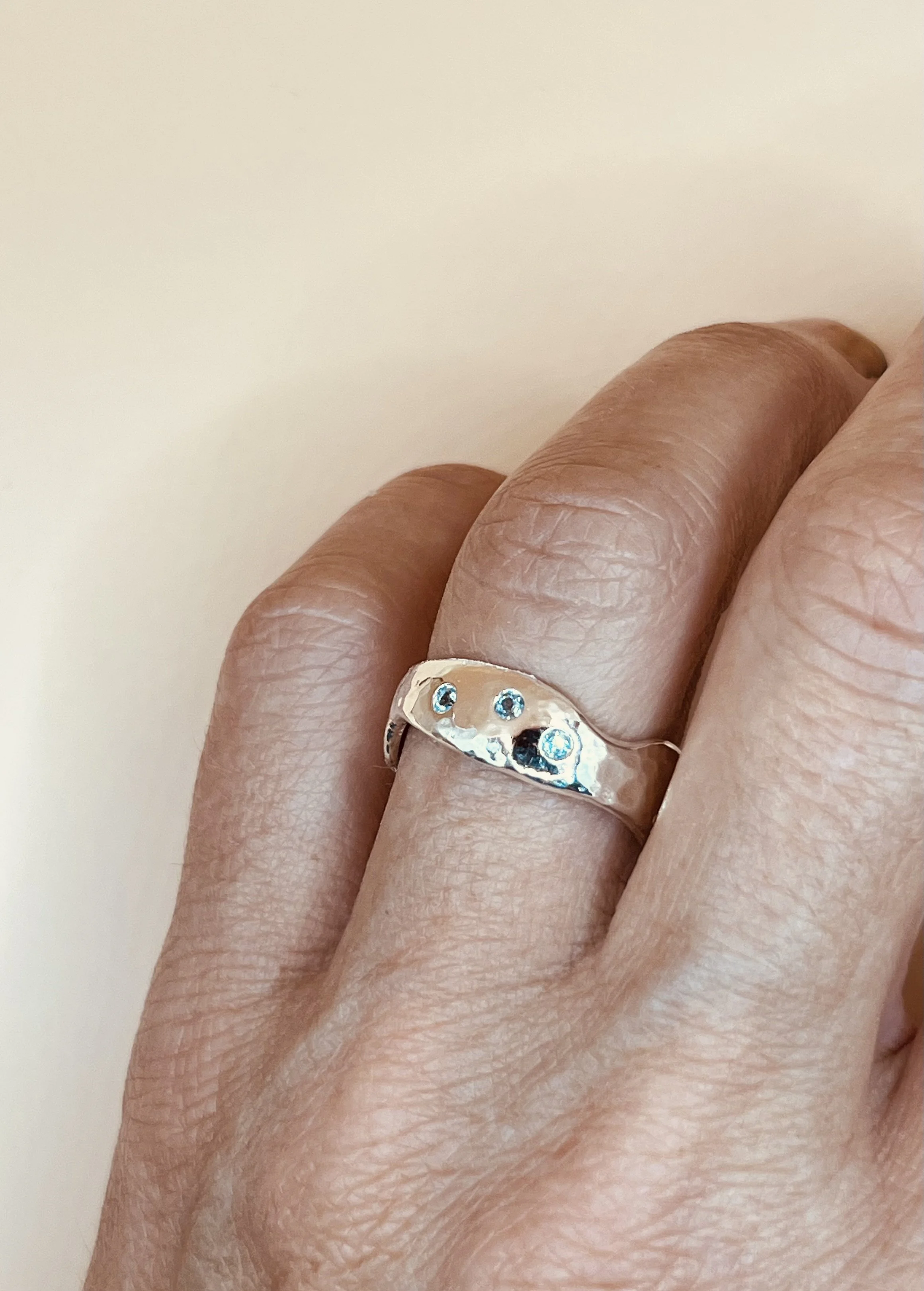 Shoreline Silver topaz ring/unisex