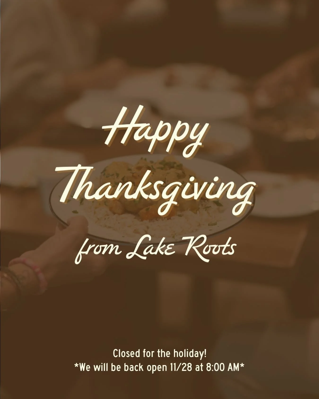Happy Thanksgiving from our Lake Roots family to yours. We&rsquo;re so grateful for this community ~ wishing you a wonderful holiday! ✨