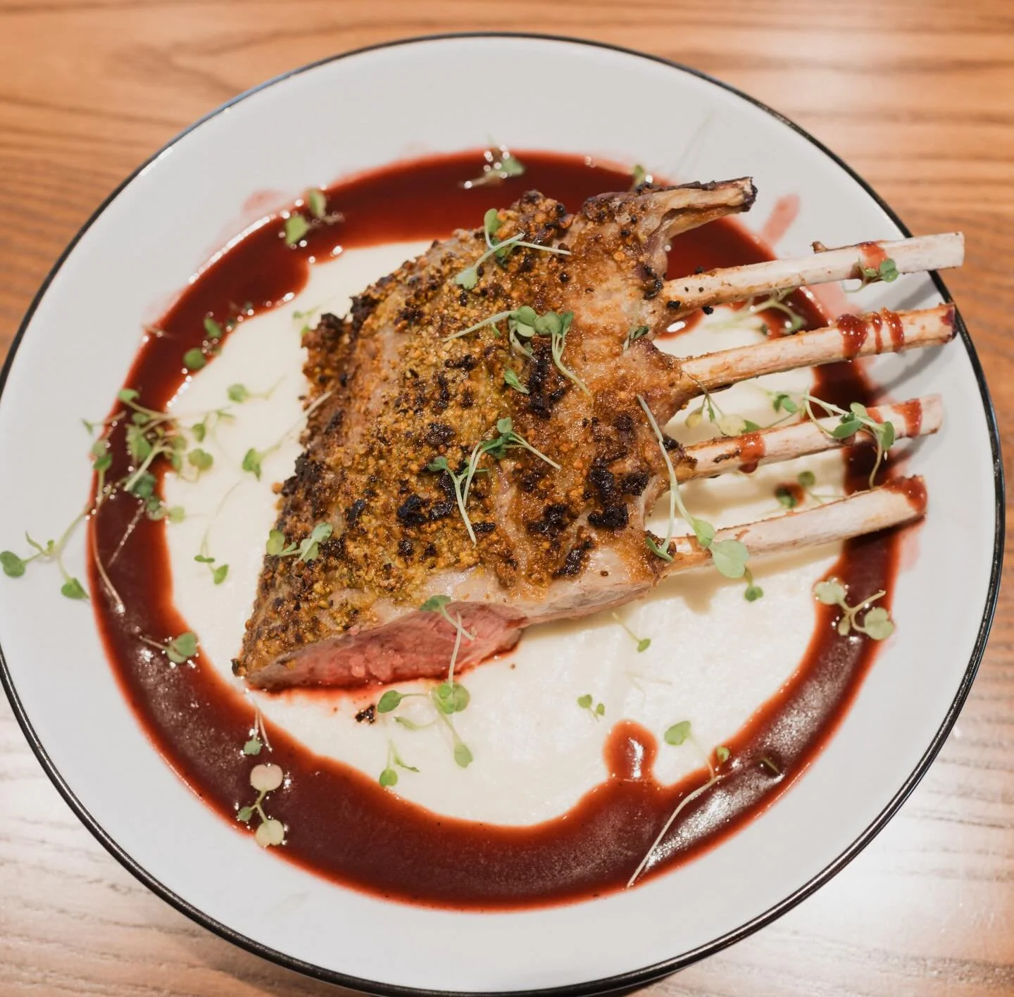 💕Valentines Menu Drop 💕~ landing TOMORROW 2/5 &amp; available for the rest of February! Come enjoy Chef Andy&rsquo;s Pistachio Crusted Lamb, our featured heart shaped Zebra Cake, and specialty beverages!