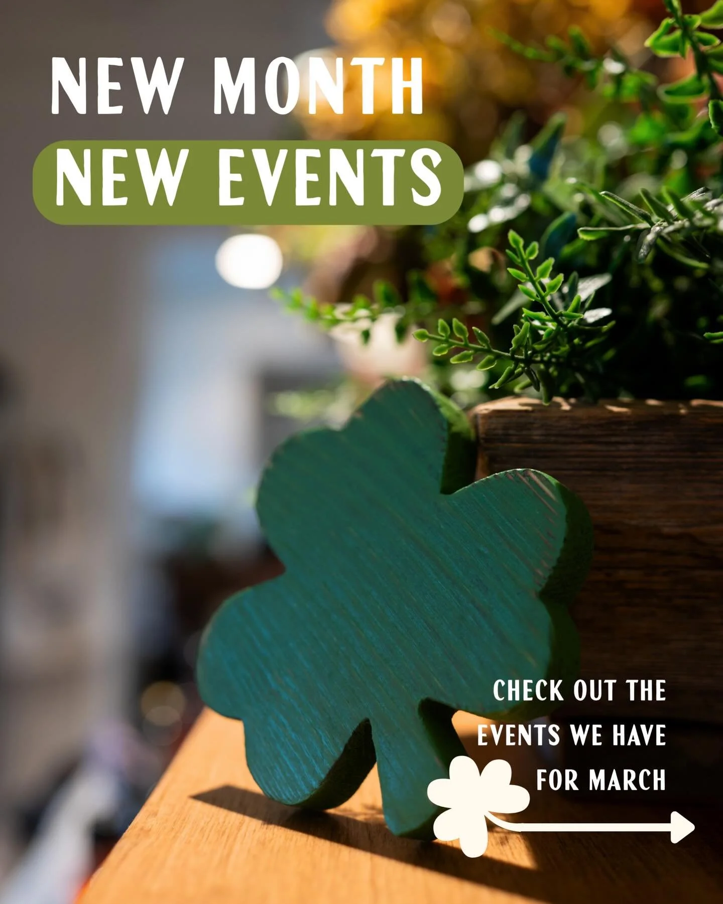 🍀 Join us for a month of plants, coffee, music, and a little bit of luck!

We&rsquo;ll Kick things off with our Plant &amp; Sip, then for St. patty&rsquo;s you&rsquo;ll be able to hunt for hidden deals during our Pot of Gold Discount Hunt, and enjoy