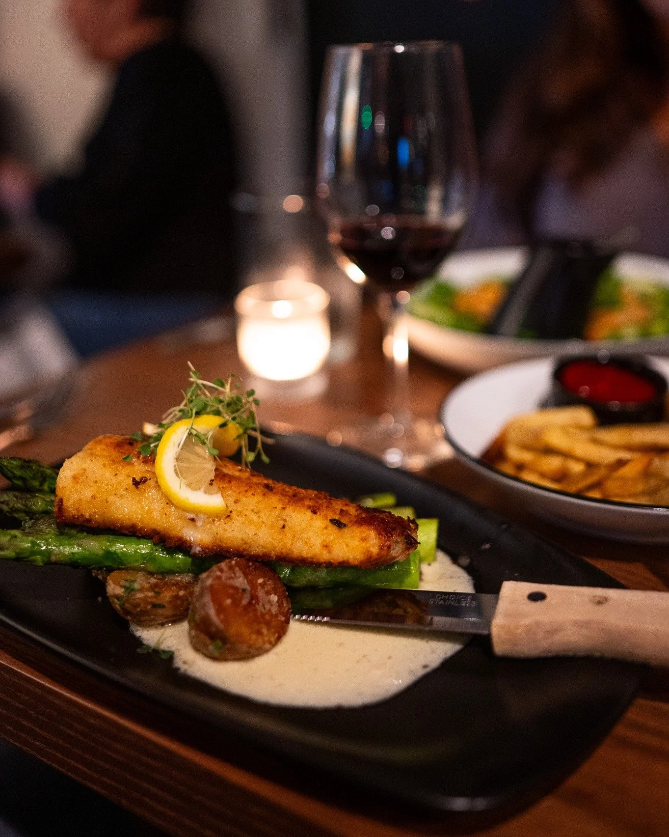 Dinner worth slowing down for. 

Our Parmesan Encrusted Walleye, served with grilled asparagus, Lake Roots potatoes, and lemon sauce.

Add a glass of wine, a little candlelight, and your favorite company. We&rsquo;ll take care of dinner.