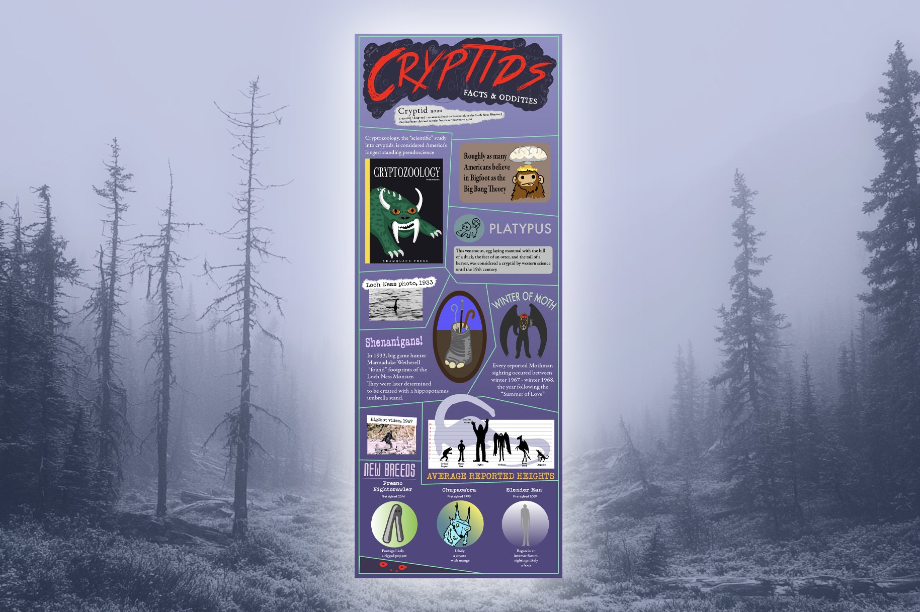 Cryptids infographic - Exhibit / Information Design