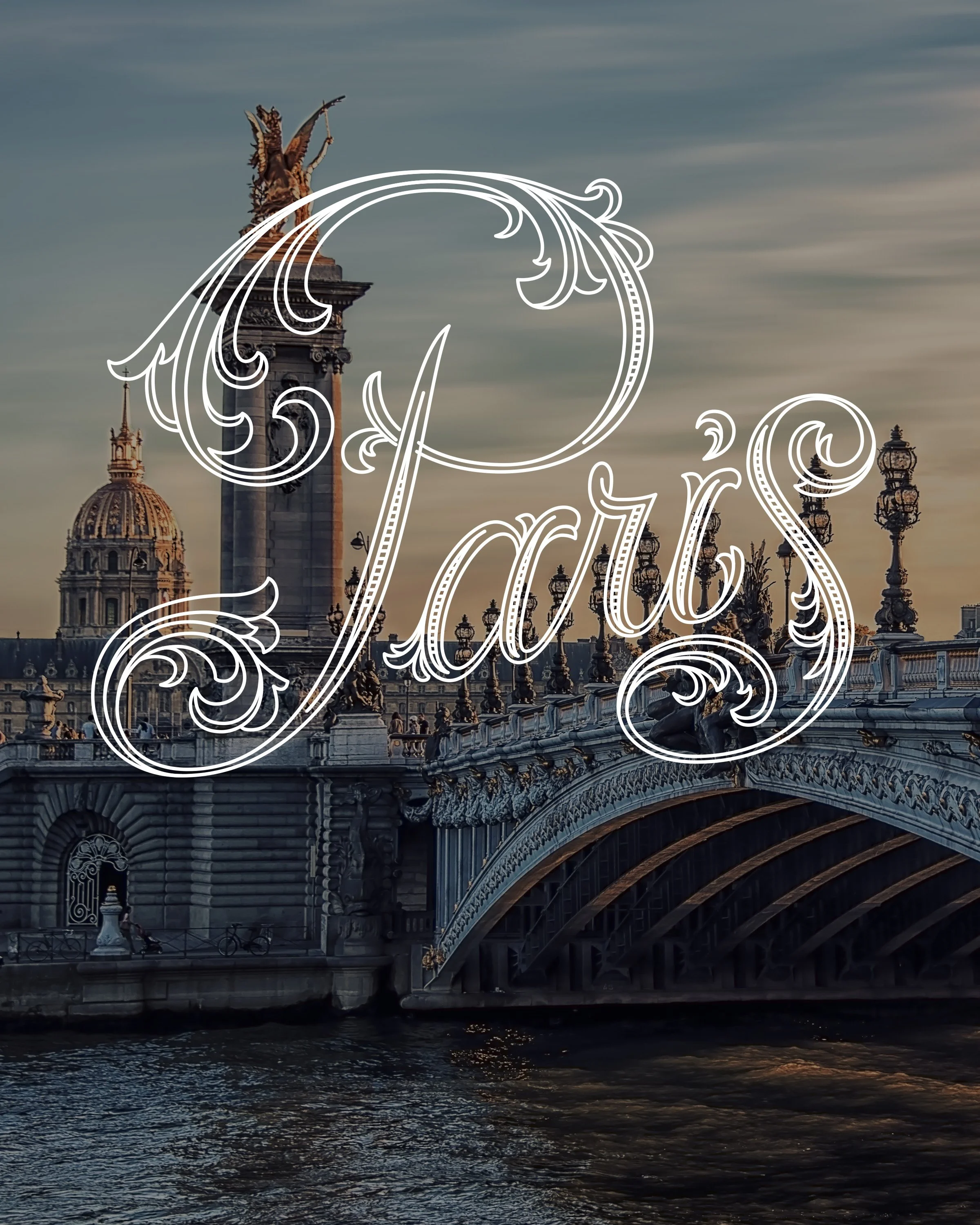 Paris lettering in Roccoco style