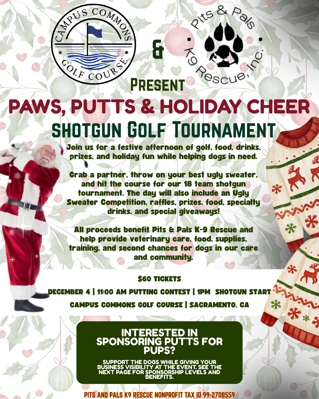 PAWS, PUTTS & HOLIDAY CHEER GOLF TOURNAMENT