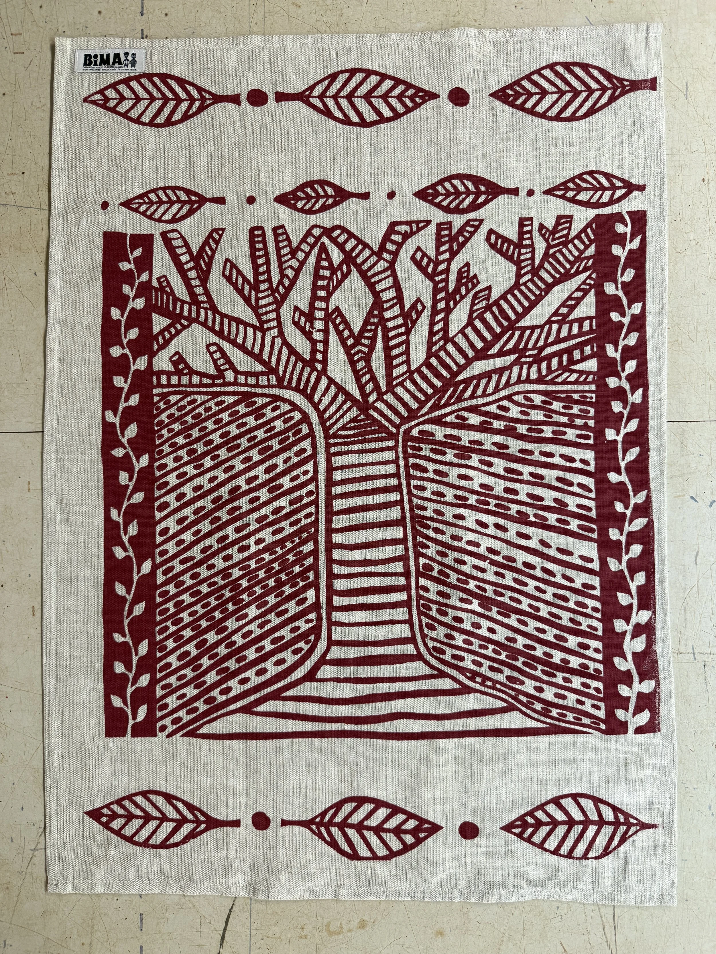 Bima Tea Towel - Hand Printed 100% Linen- from the Tiwi Islands
