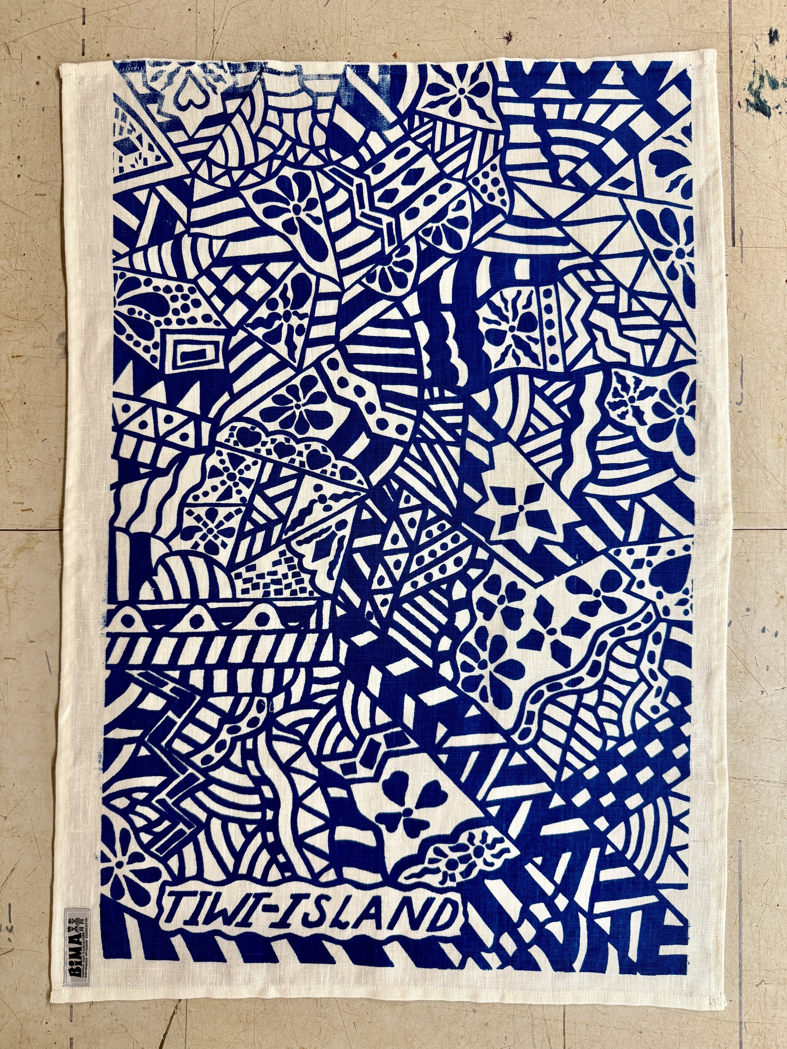 Bima Tea Towel - Hand Printed 100% Linen- from the Tiwi Islands
