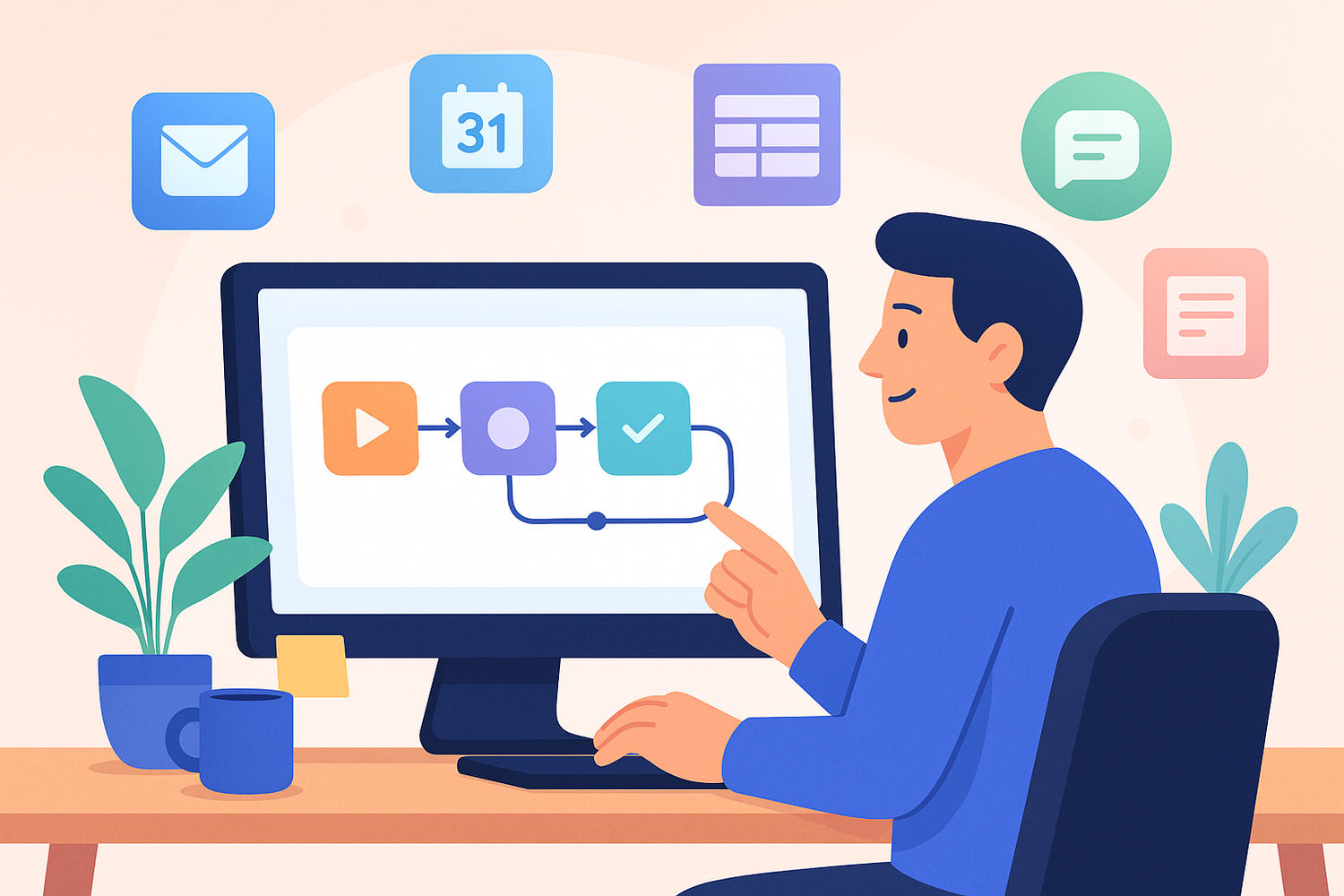 Workflow and integrations on a computer screen