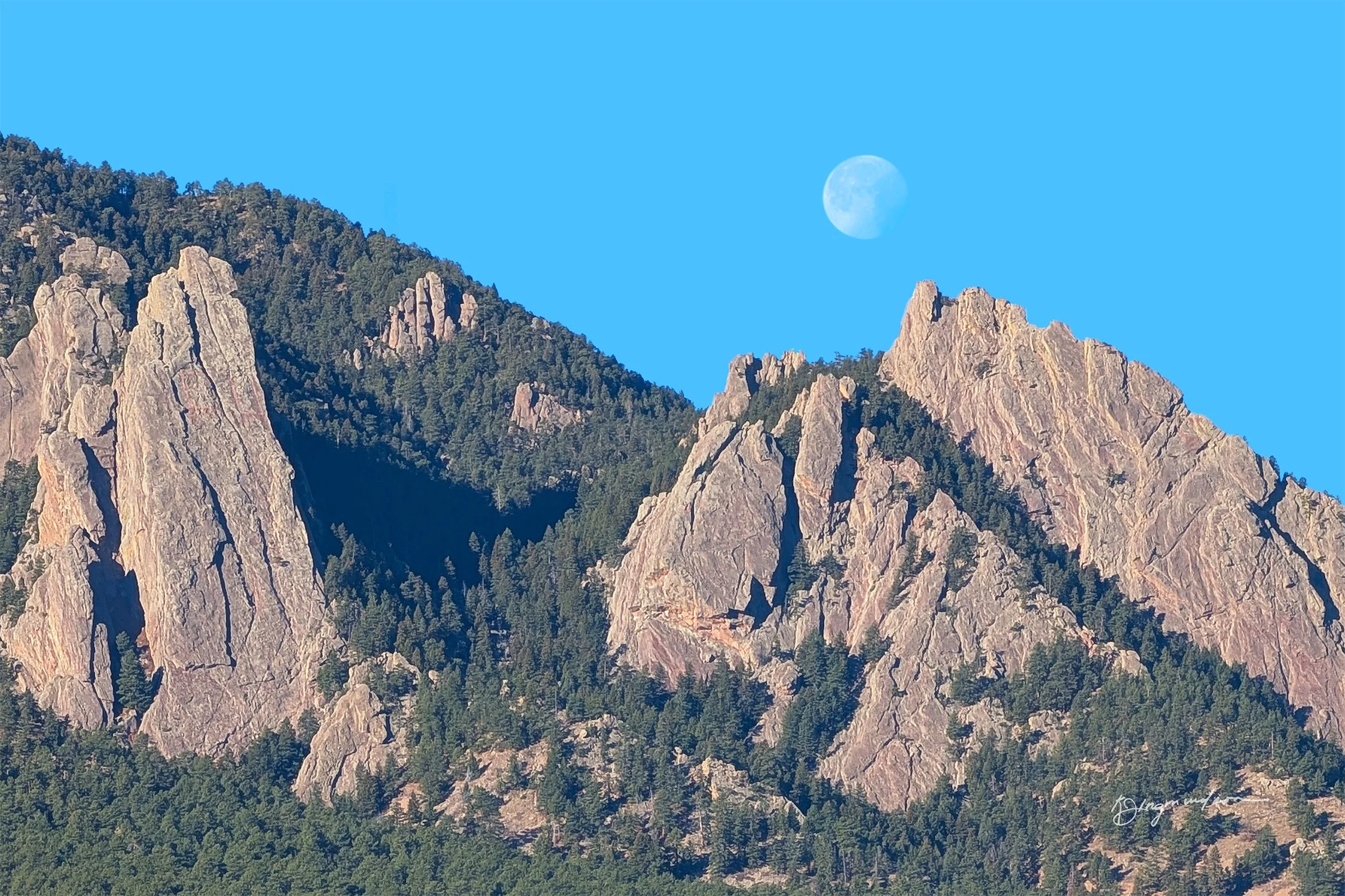 Morning Moon over the Flatirons: Boulder, Colorado