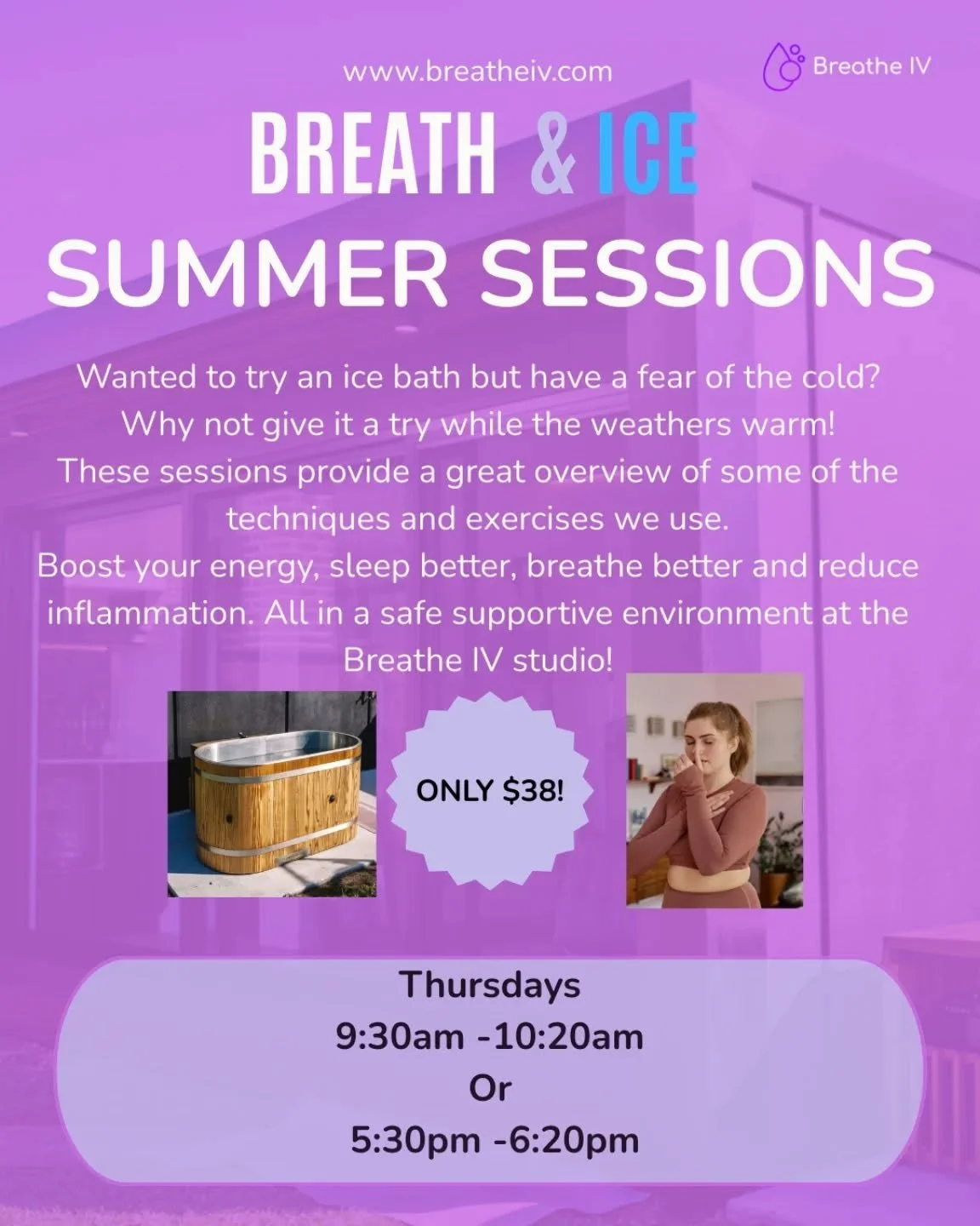 Wanted to try an ice bath but have a fear of the cold?
Why not give it a try while the weathers warm!
These sessions provide a great overview of some of the techniques and exercises we use.

Boost your energy, sleep better, breathe better and reduce 