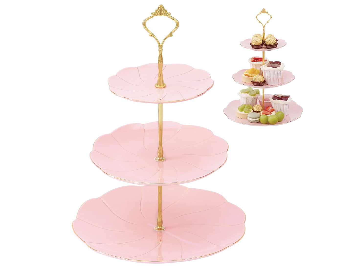 Gold & Blush 3-Tier Dessert Stand