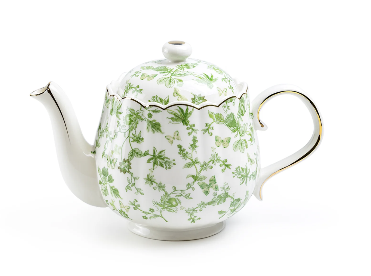 Green & Ivory Teapot