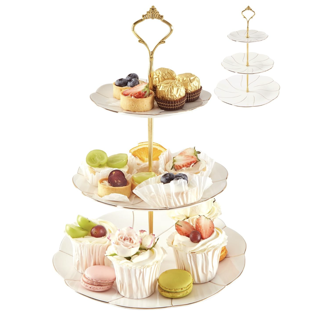 Gold & Ivory 3-Tier Dessert Stand
