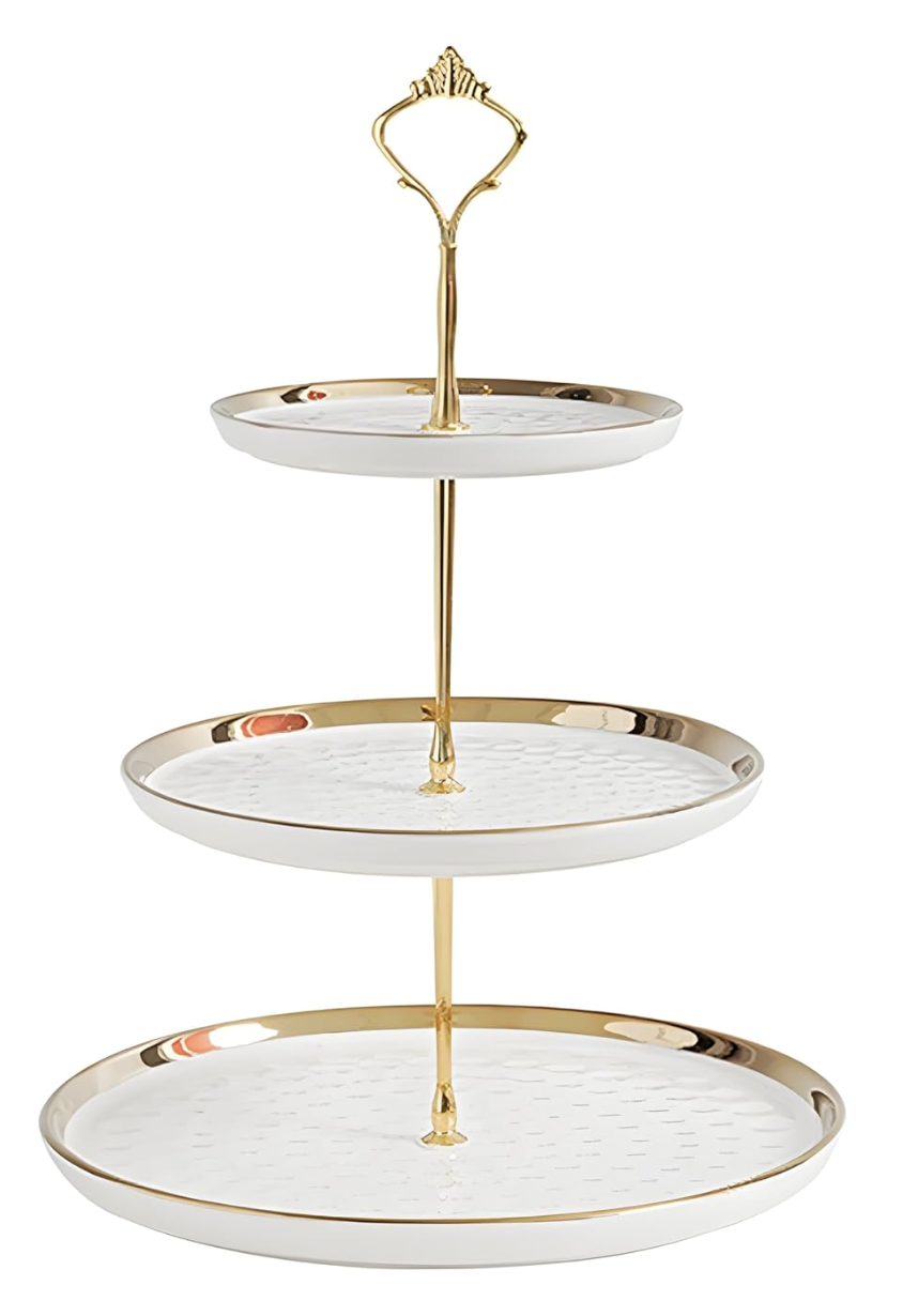 Gold & Ivory 3-Tier Dessert Stand