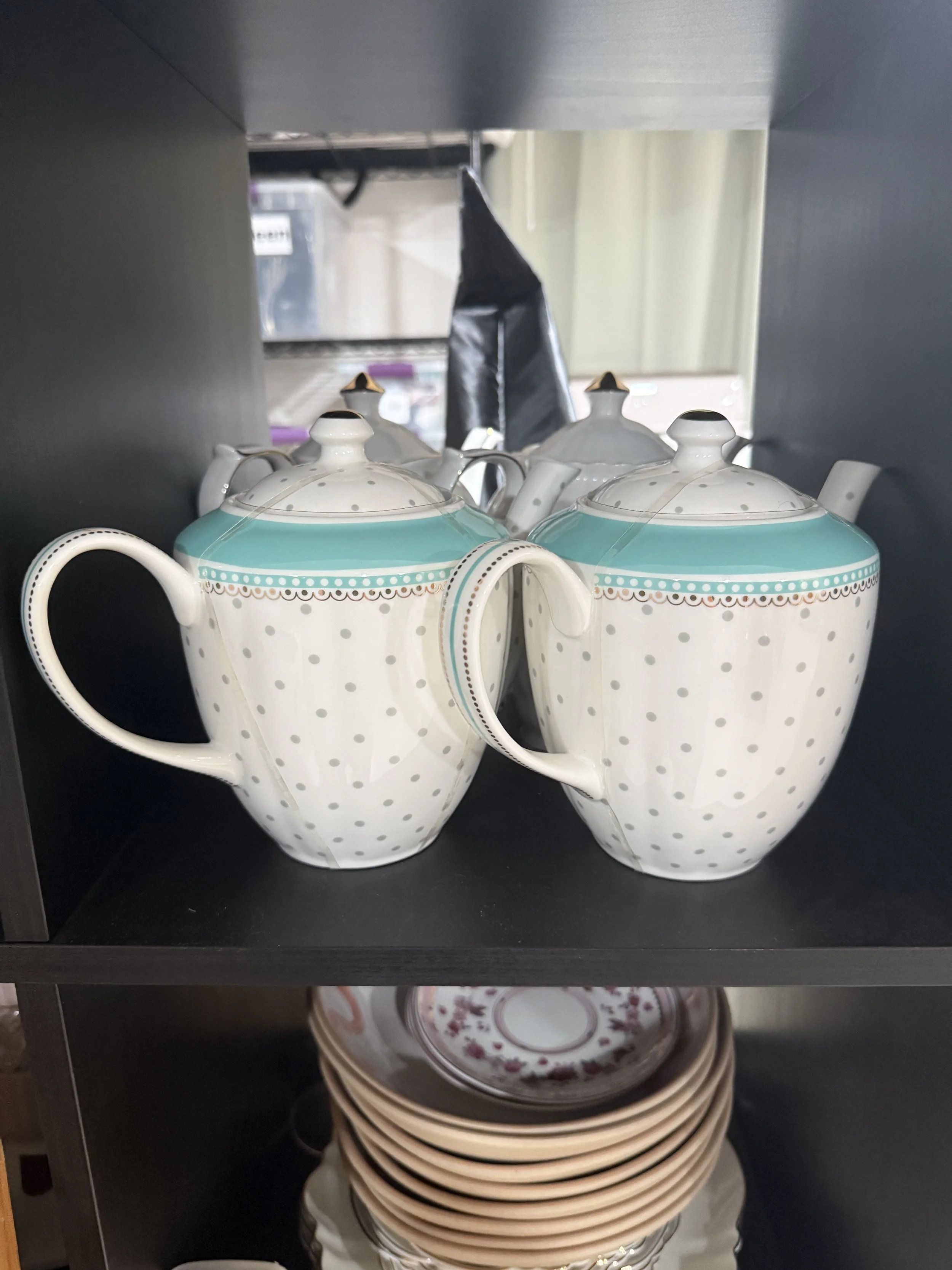 Tiffany Blue Polka Dot Teapot