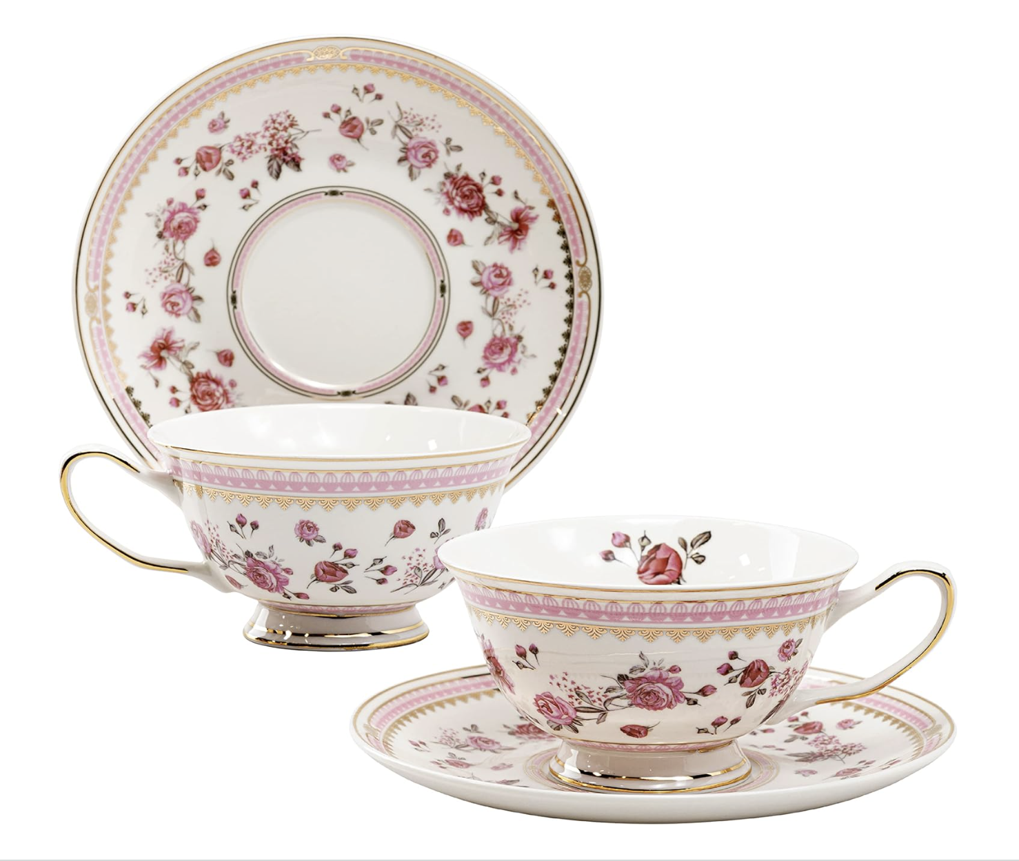 Gracie Pink Rose Teacup & Saucer
