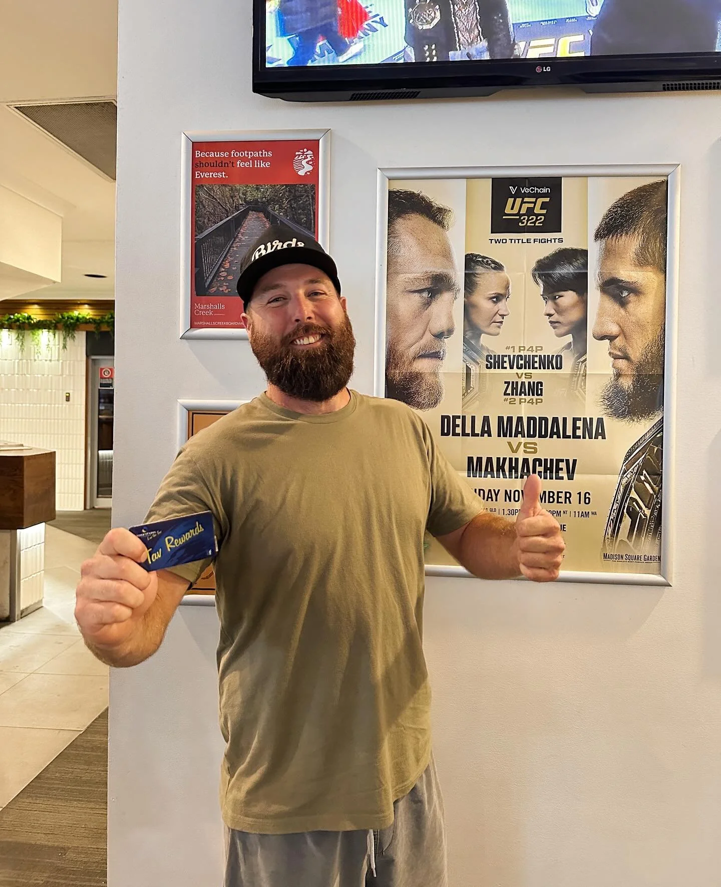 Congrats to Kieron for taking home a Tav Gift Card at our UFC raffles! 

Every UFC event you can win up to 
5 x free drinks 
$60 Tav Gift Card 
- 1 ticket with every drink purchase 

See you on the 7th of December for UFC 323 👊