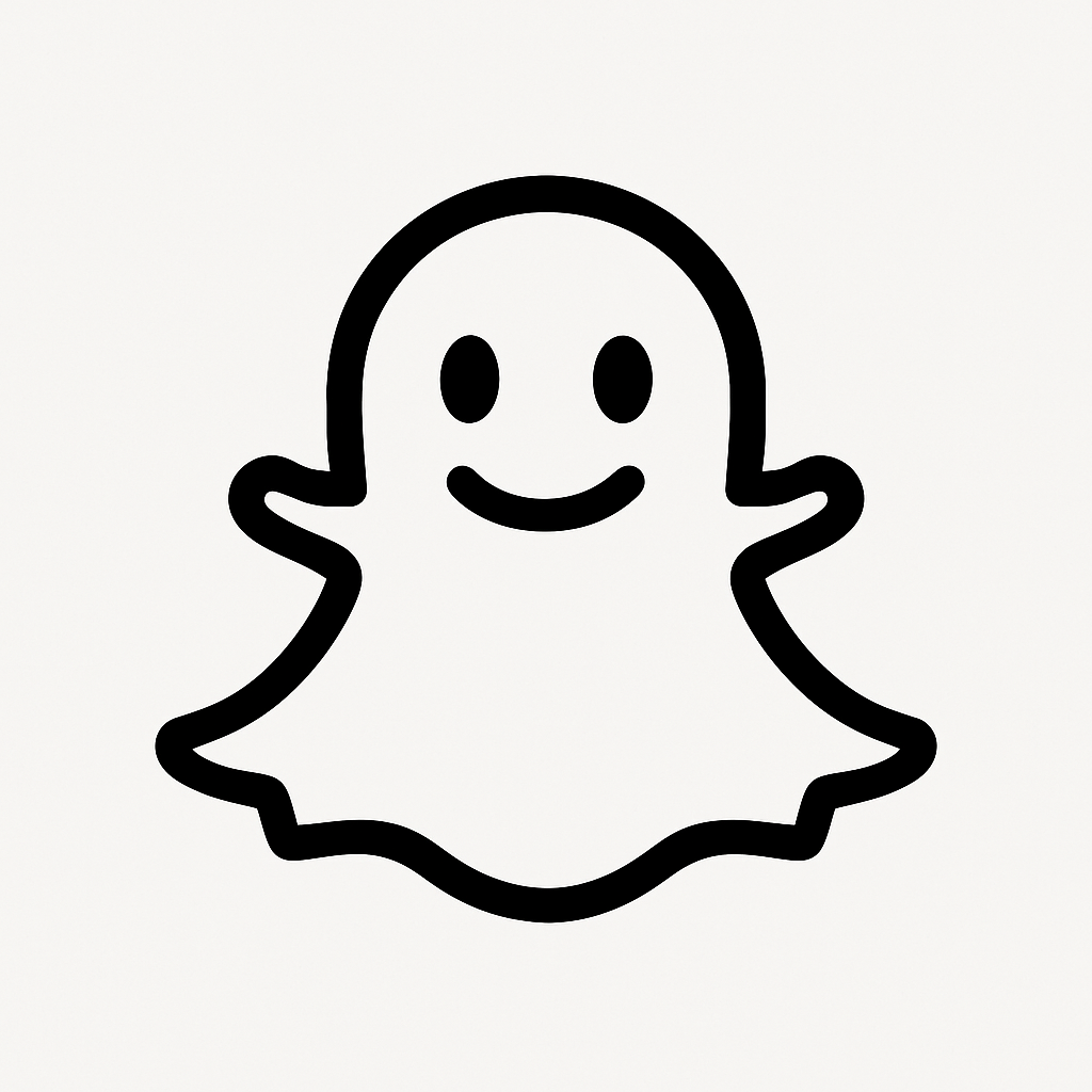 Ein schwarzer und weißer Strichzeichnungs-Emoji eines lachenden Gesichts mit ghostähnlichem Körper