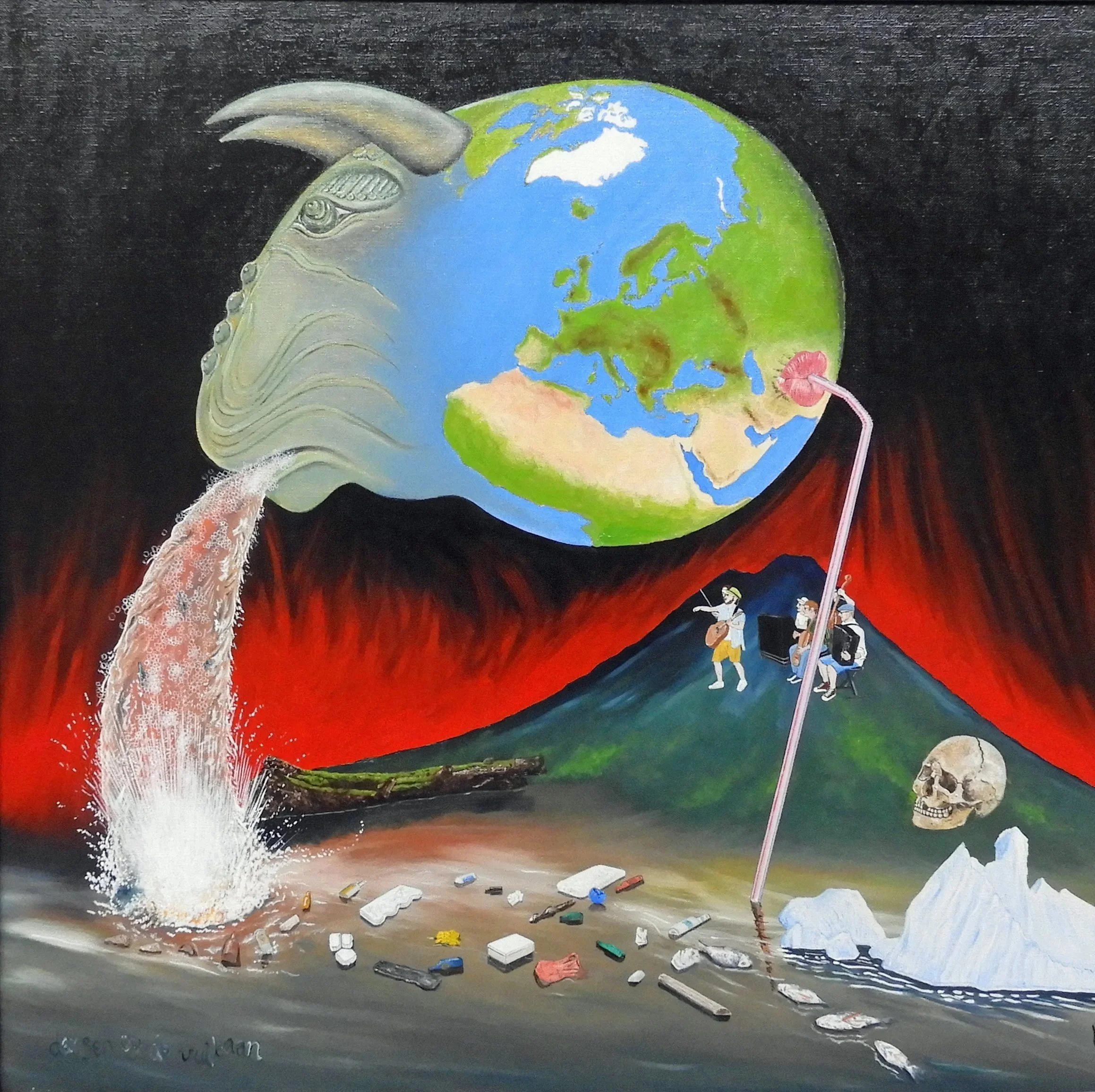 Dansen op de Vulkaan, maat 75 x 75 cm, € 1250