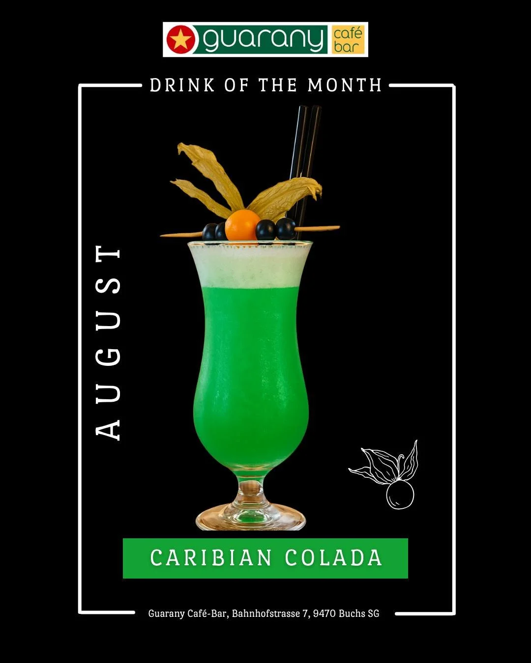 Sag Aloha zum Sommer mit unserer DRINK OF THE MONTH Caribian Colada! 🧊💚
Erfrischend, exotisch, tropisch &ndash; der perfekte Begleiter f&uuml;r heisse Tage und lange N&auml;chte.

🌿 Fruchtig. Cremig. Unwiderstehlich.
🍍 Ein Geschmack wie Urlaub in