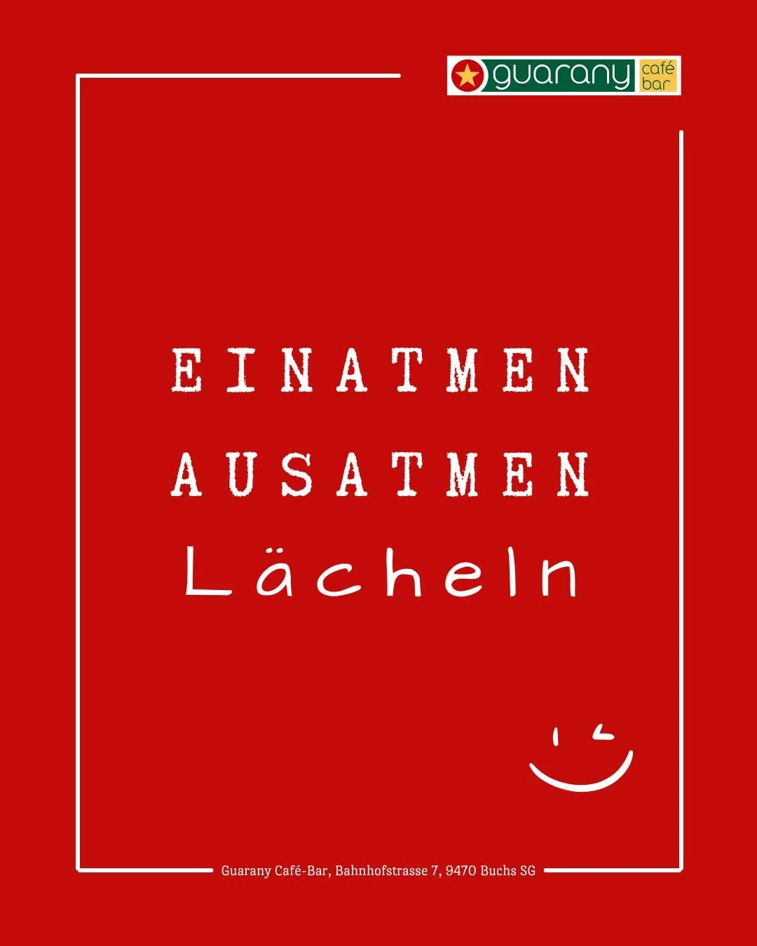 Manchmal braucht es nicht viel.
Einatmen.
Ausatmen.
L&auml;cheln. 😊
Nimm dir einen Moment f&uuml;r dich &ndash; vielleicht mit einem guten Kaffee bei uns im Guarany Caf&eacute;-Bar. ☕
📍 Bahnhofstrasse 7, Buchs SG
#guarany #caf&eacute;bar #buchssg #