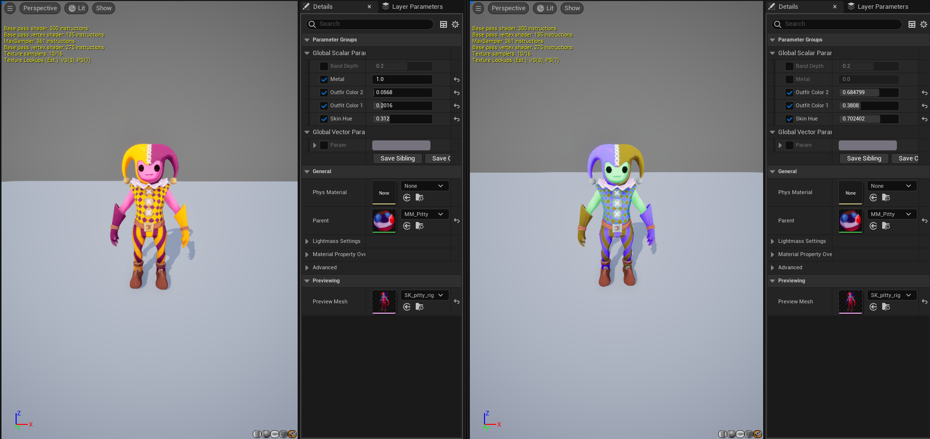 Material Instances With Edited Values