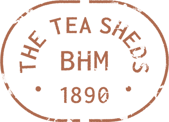 Seal or logo with the text "The Tea Sheds BHM 1890" inside an oval shape.