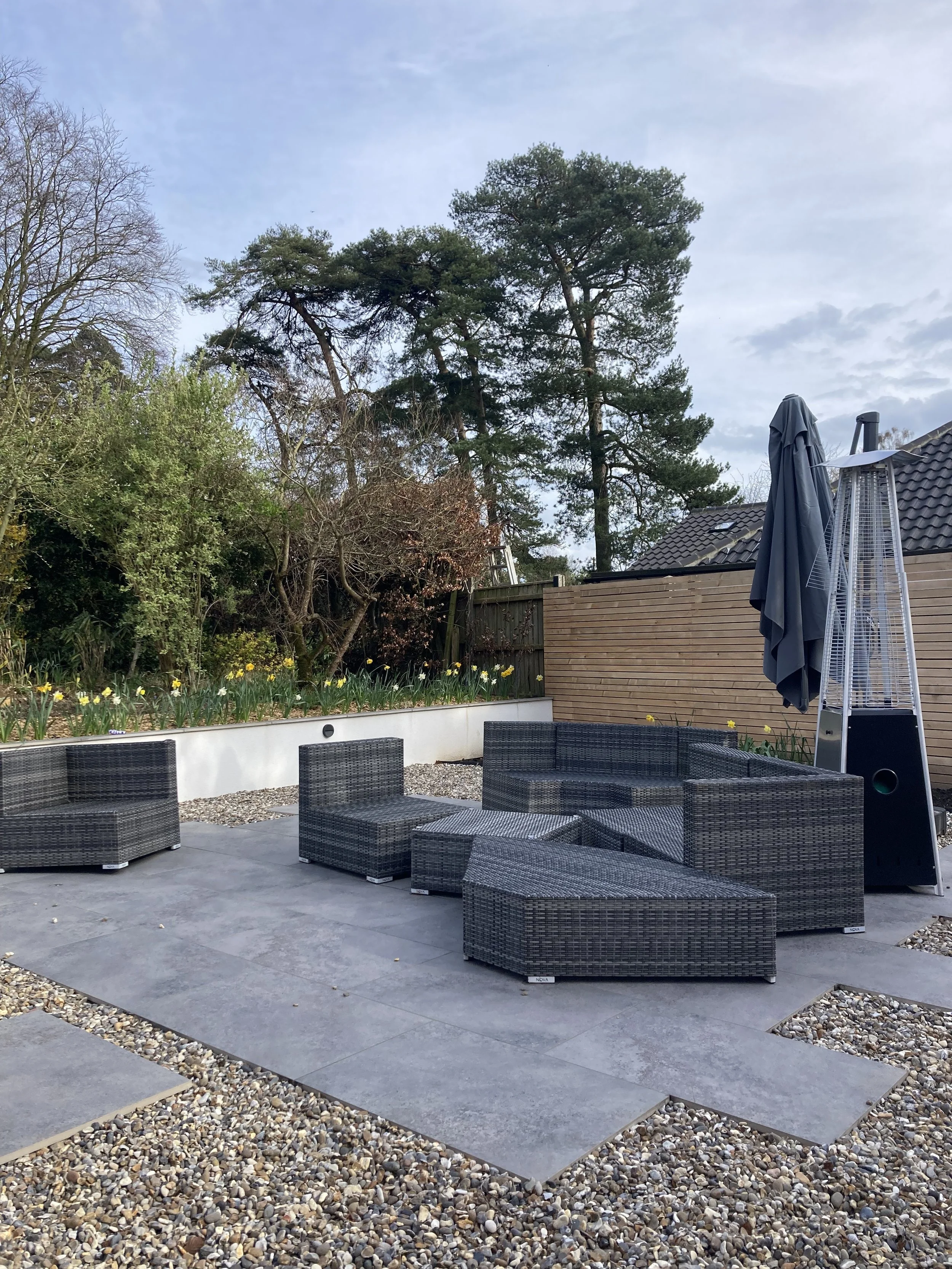 New Porcelain Patio, Fencing and Planting in Stoke Holy Cross, Norfolk